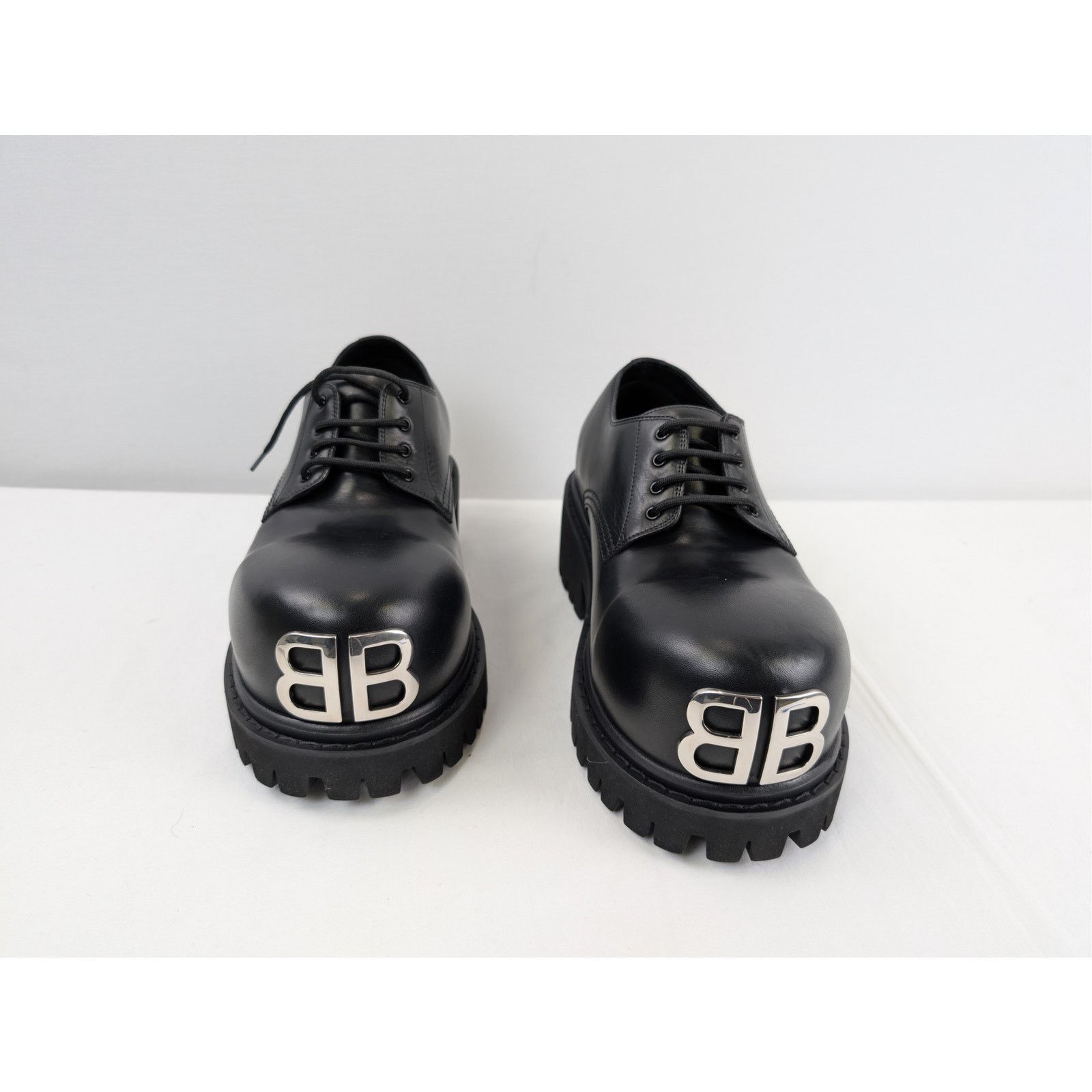 Balenciaga o1rshd1 Soft Calfskin Stomper Derbie BB Boots in Black Size US 6 / EU 39 - 6 Thumbnail