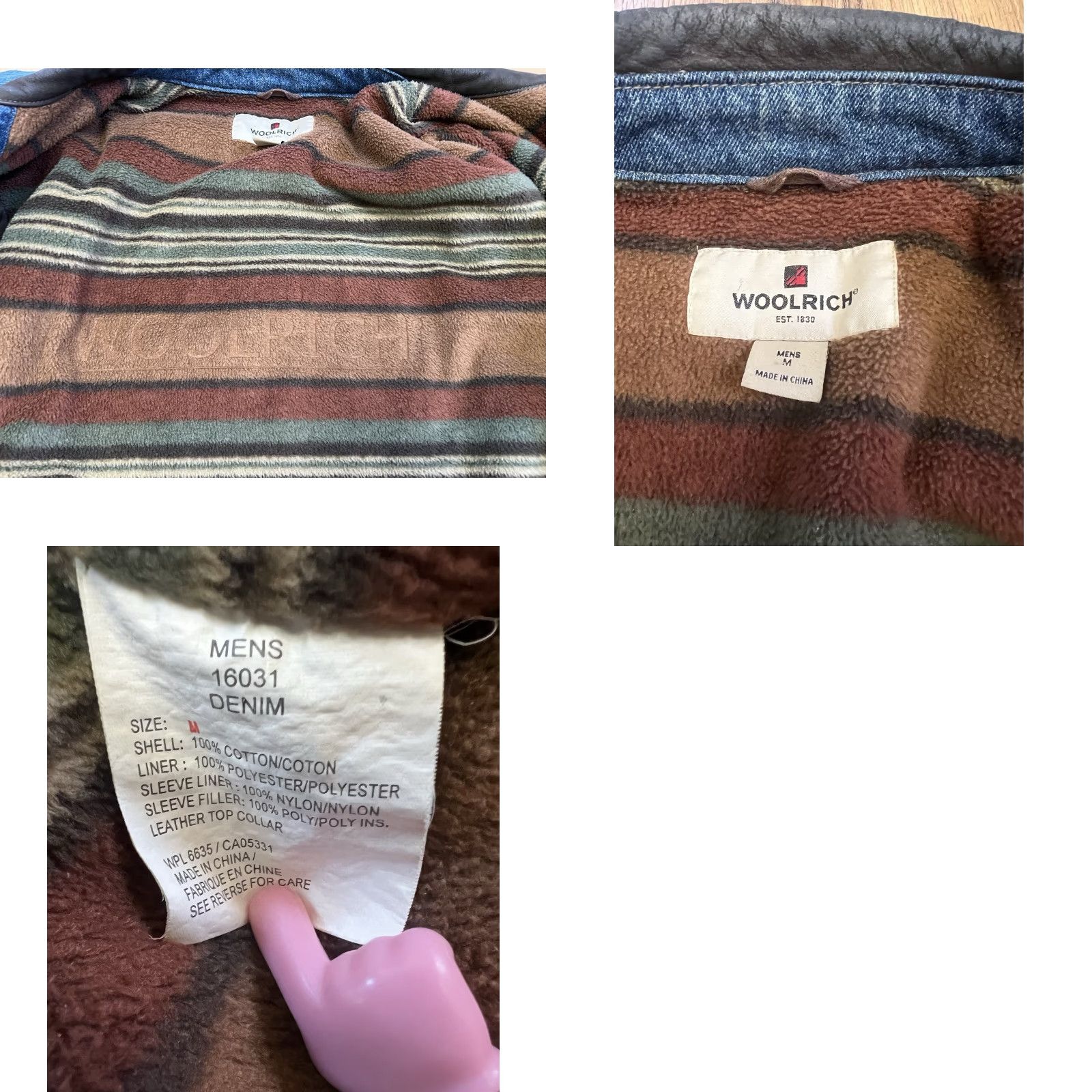 Vintage Woolrich Jacket Mens M Blue Denim Lined Insulated Polyester Lining Casual Workwear Bomber Coat Short Jacket Size US M / EU 48-50 / 2 - 8 Thumbnail