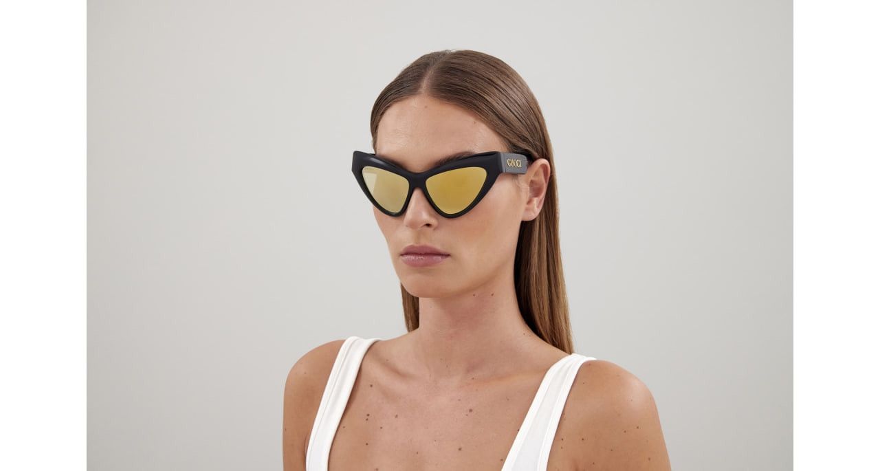 Gucci NEW GUCCI GG1294S 002 WOMEN BLACK GOLD CAT EYE SUNGLASSES Size ONE SIZE - 2 Thumbnail