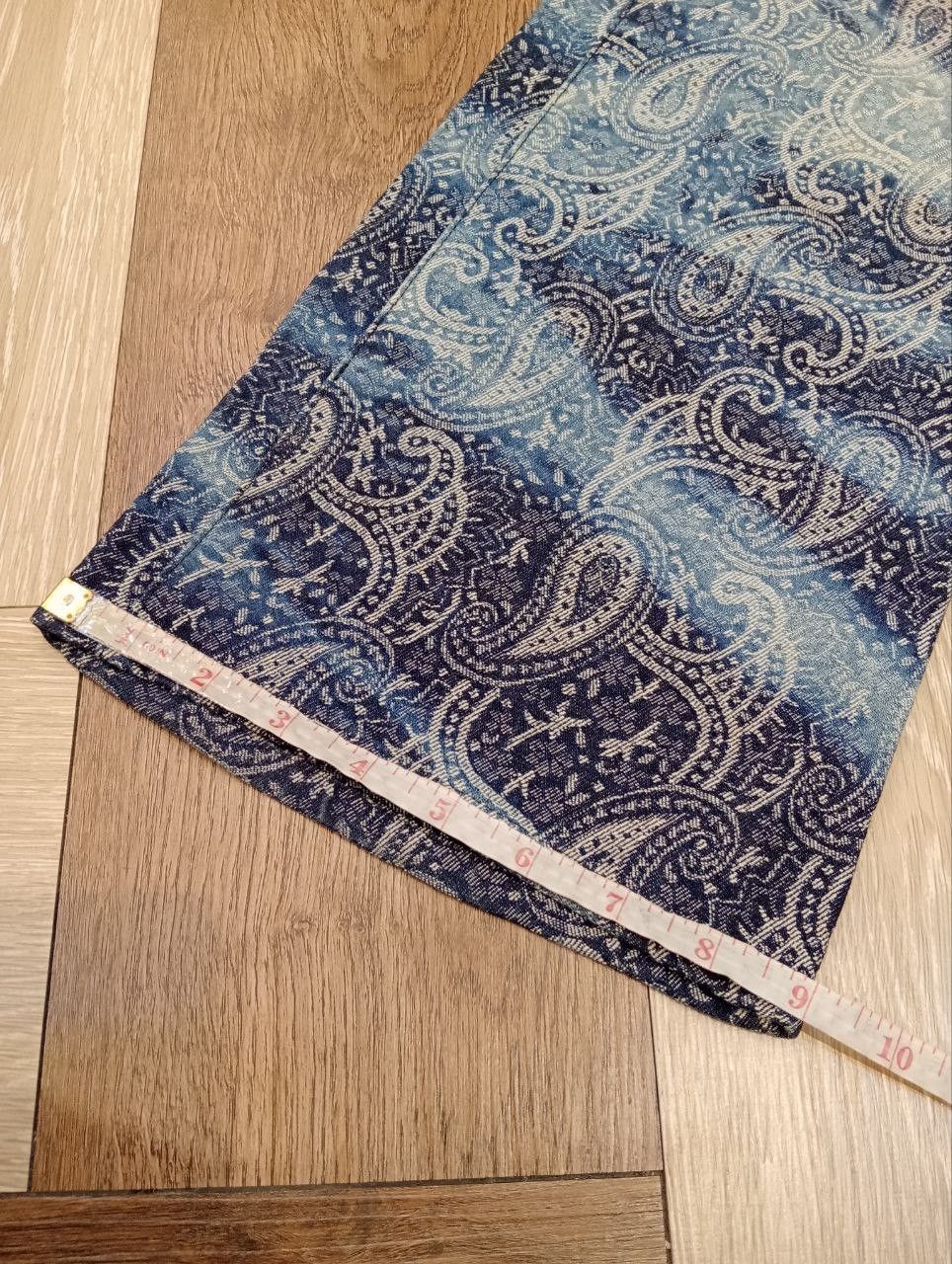 5351 POUR LES HOMMES 5351 POUR LES HOMMES JAPAN BLUE PAISLEY FLARED DENIM PANTS Size US 31 - 18 Thumbnail