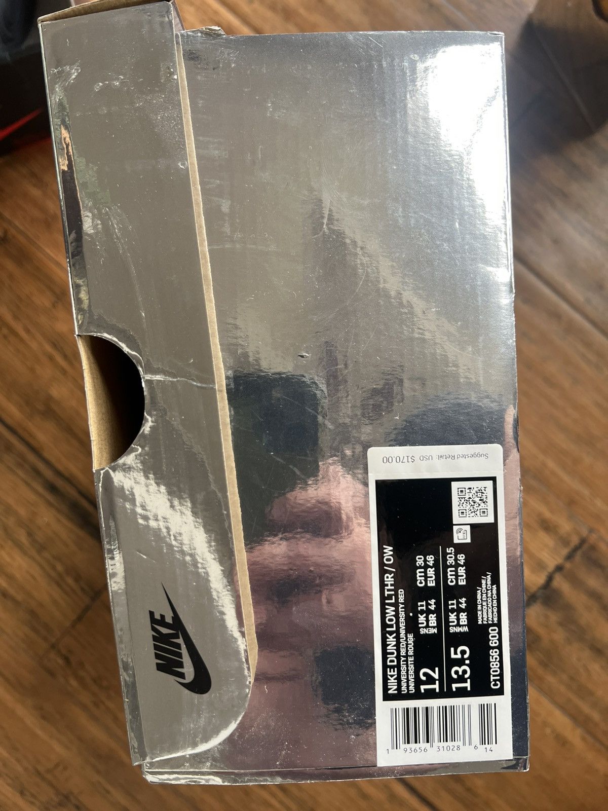 Nike × Off-White Nike Off White Dunk Low University Red Size US 12 / EU 45 - 11 Thumbnail