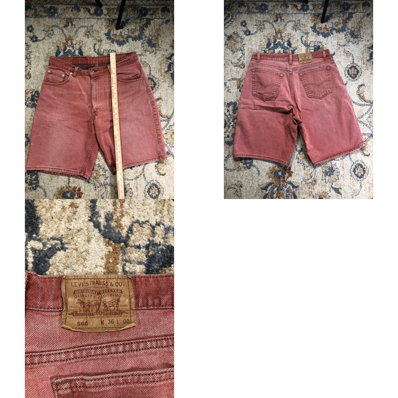 Levi's VINTAGE Levis 560 Denim Shorts Mens 36 Red Relaxed Bermuda Casual Summer Shirt Size US 36 / EU 52 - 8 Thumbnail