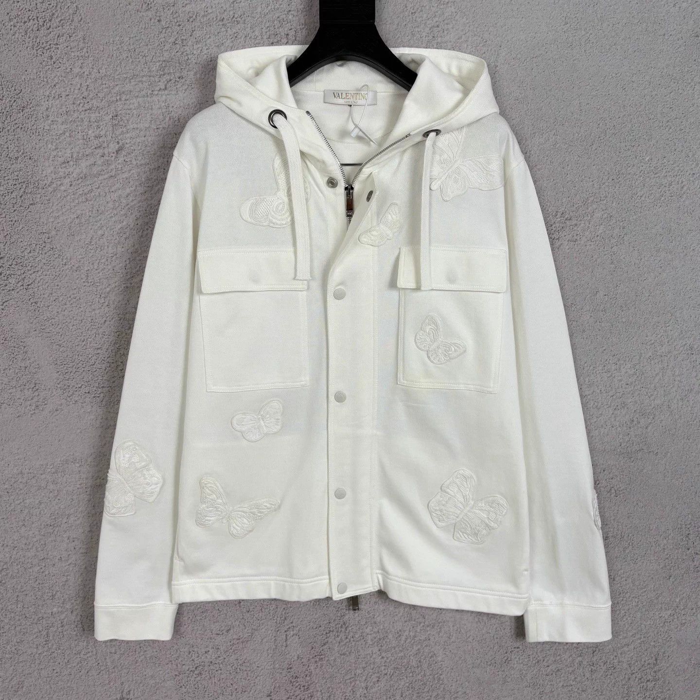 Valentino Valentino Butterfly Embroidered White Denim Hooded M Size US M / EU 48-50 / 2 - 1 Thumbnail