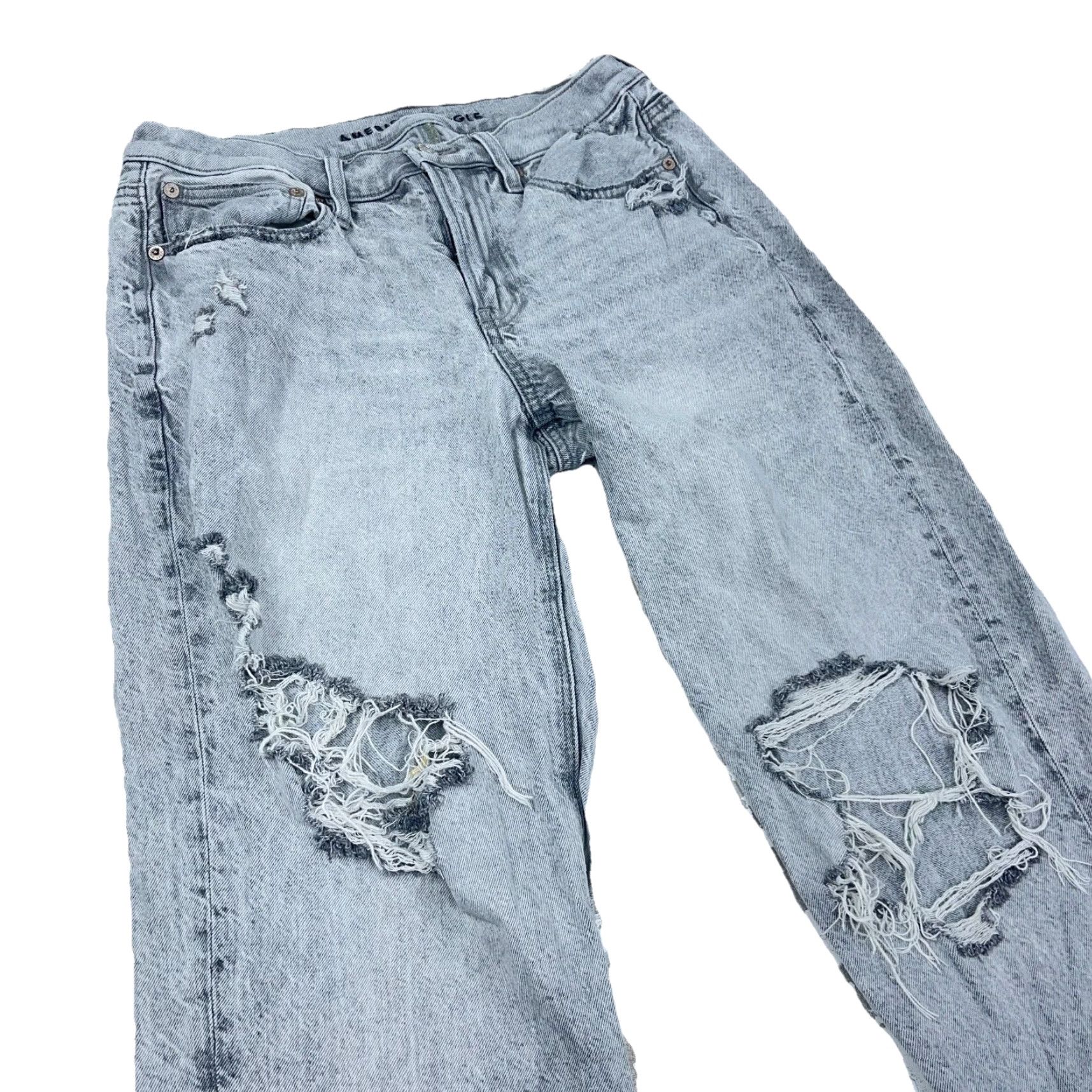 American Eagle Outfitters VINTAGE American Eagle Jeans Women 6 90s Straight Mom Retro Gray Acid Wash Holes Ripped Size 28" / US 6 / IT 42 - 4 Thumbnail