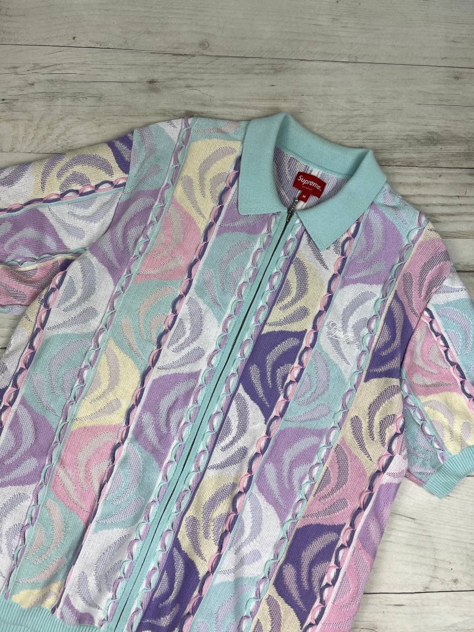トップス supreme Abstract Textured Zip Up Polo Supreme Abstract Textured Zip Up Polo (SS22) - $128