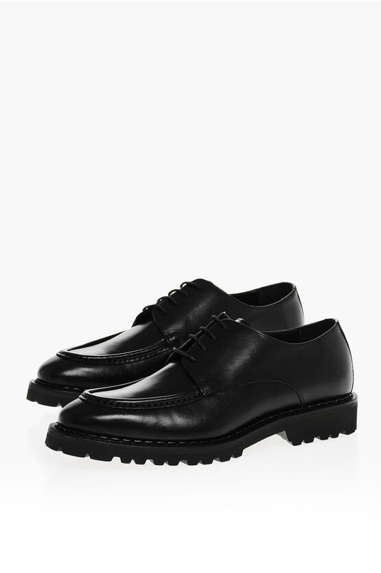 Leather Derby Shoes With Tank Sole