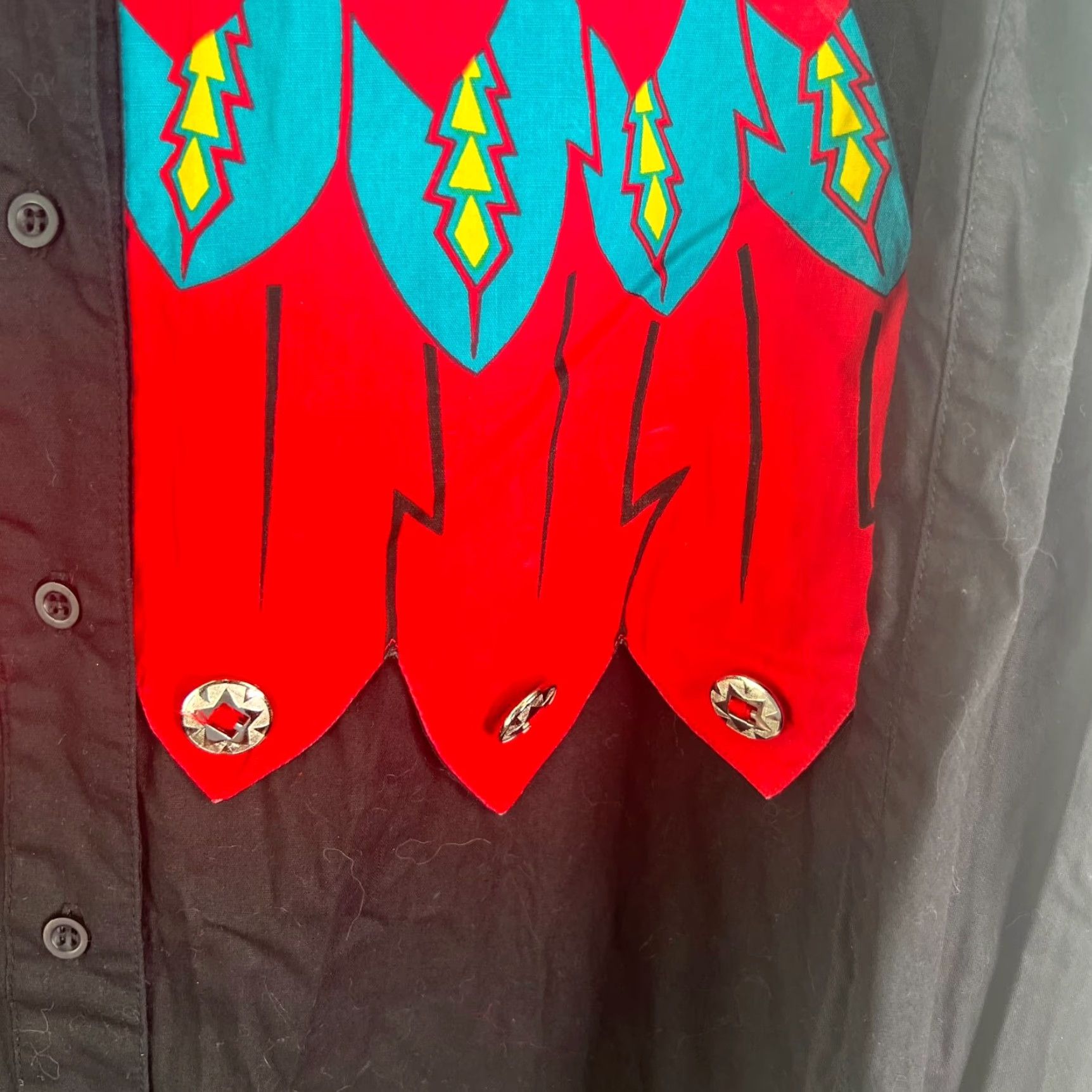 Wrangler VINTAGE Wrangler Western Shirt Womens M Black Embroidered Geometric Cowgirl 90sâ2000s Size M / US 6-8 / IT 42-44 - 2 Thumbnail