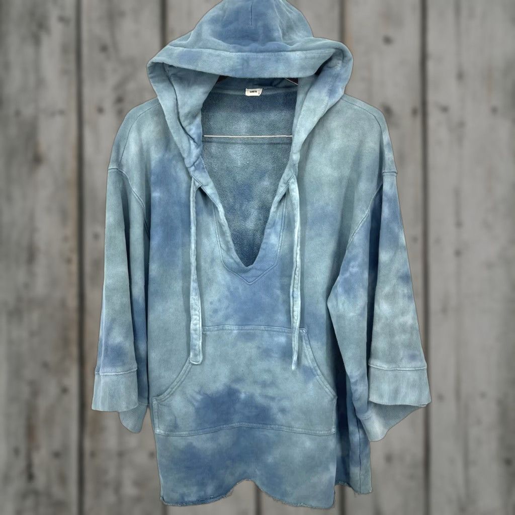 Vintage Warm NY Hoodie Sweatshirt Womens Large Blue Tie Dye Relaxed Boho Pocket 3/4 Sleeve Tunic V-Neck Casual Size L / US 10 / IT 46 - 1 Thumbnail