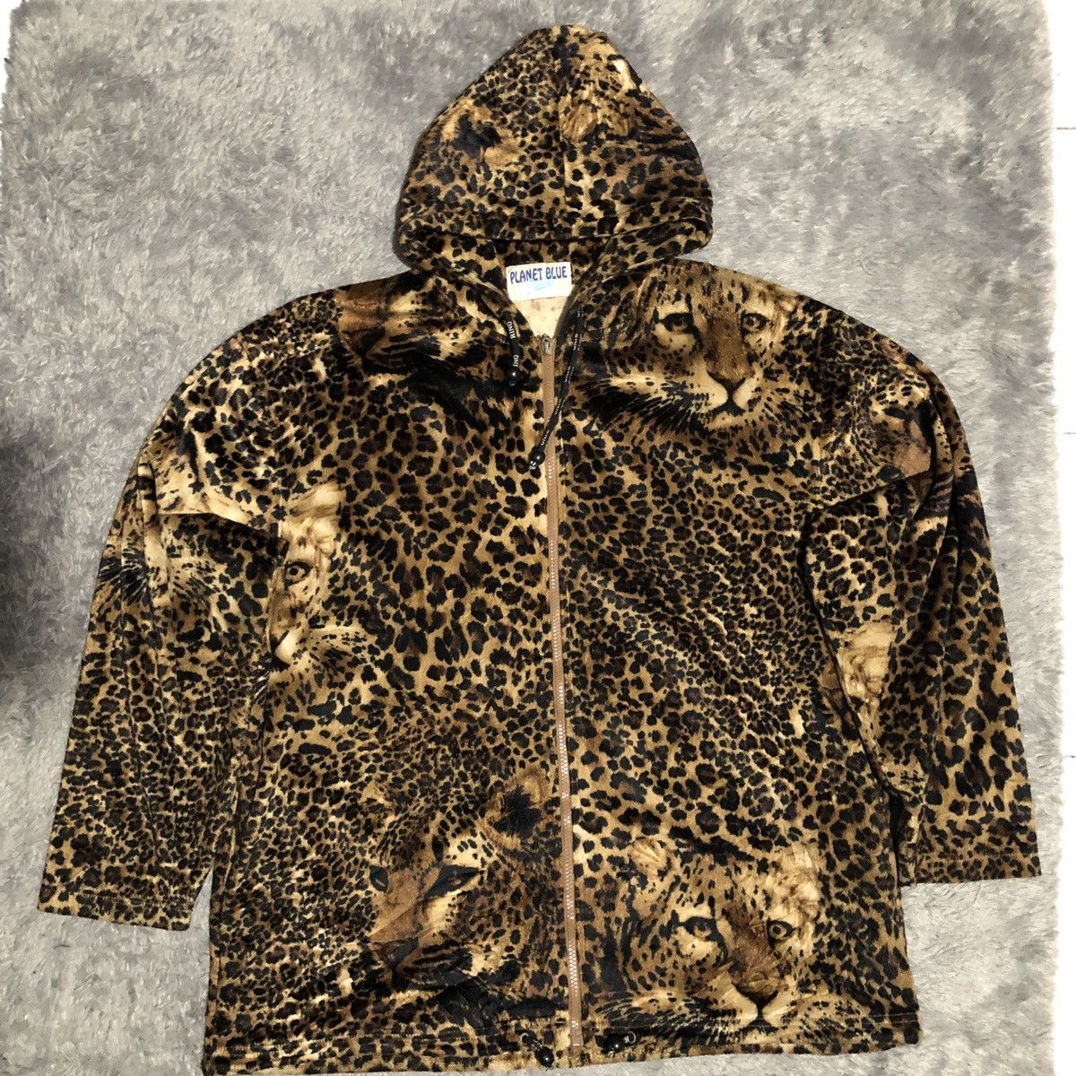 Vintage VTG 90’ PLANET BLUE ISLAND LEOPARD ZIP HOODIE Size US XL / EU 56 / 4 - 1 Thumbnail