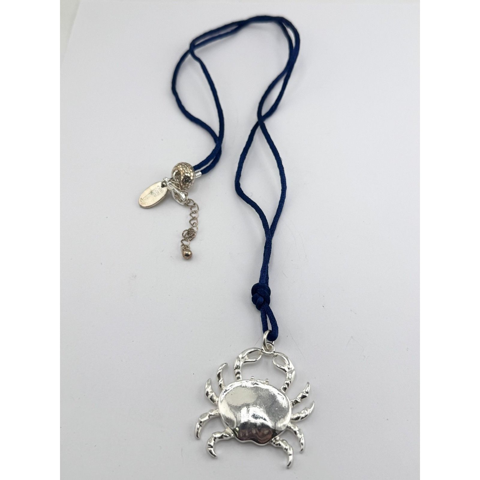 Vintage Silver crab pendant with navy cord necklace Size ONE SIZE - 2 Thumbnail