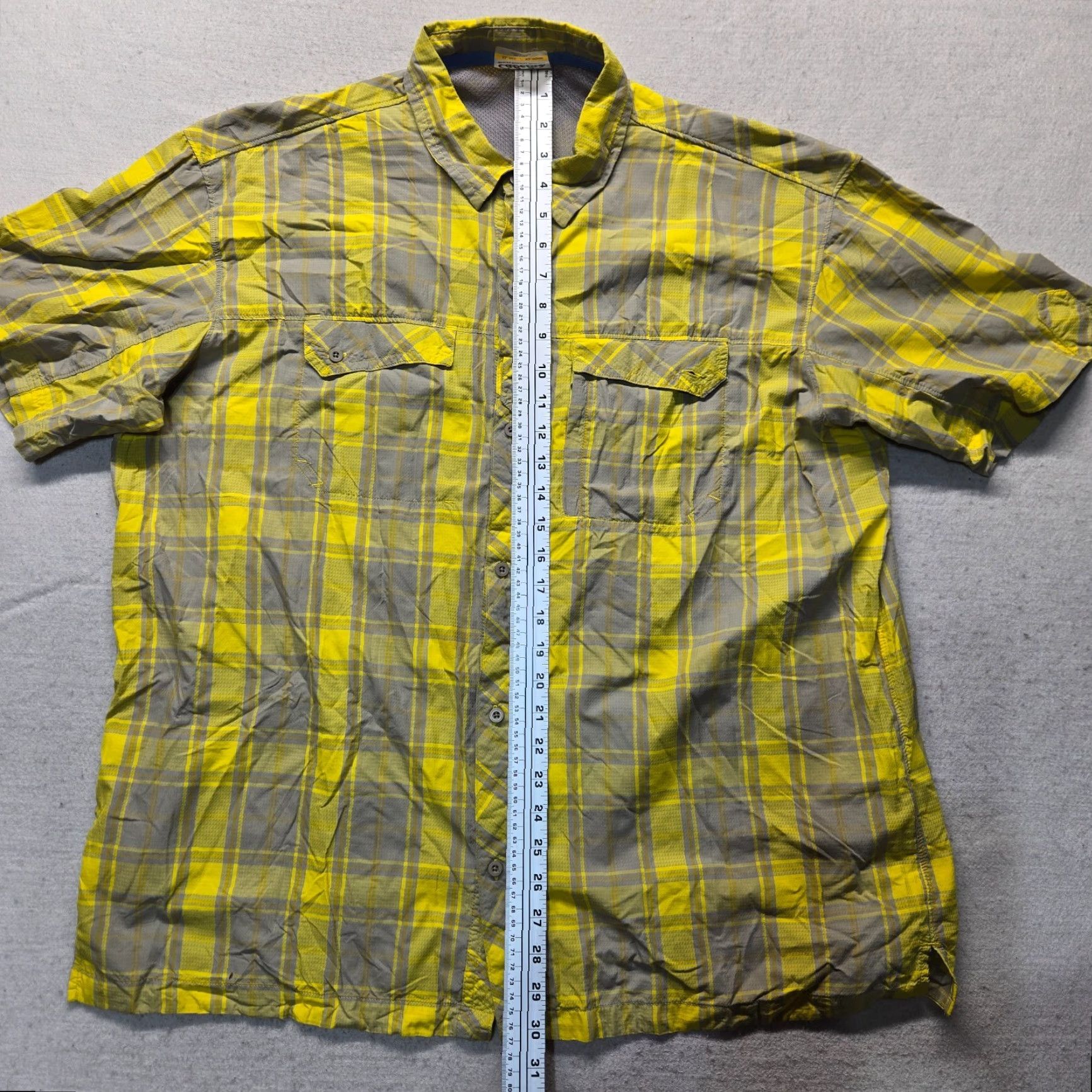 Vintage Cabela's Shirt Button-Up Plaid Yellow Nylon Breathable Pocket Vented Short Sleeve Adult Mens XL Size US XL / EU 56 / 4 - 6 Thumbnail