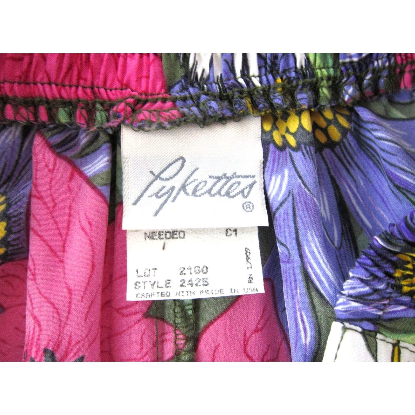 Vintage VINTAGE Pykettes Pants Culotte Wide-Leg Crop Pink S/M Floral Pocket High Rise Women Size 28" / US 6 / IT 42 - 3 Thumbnail