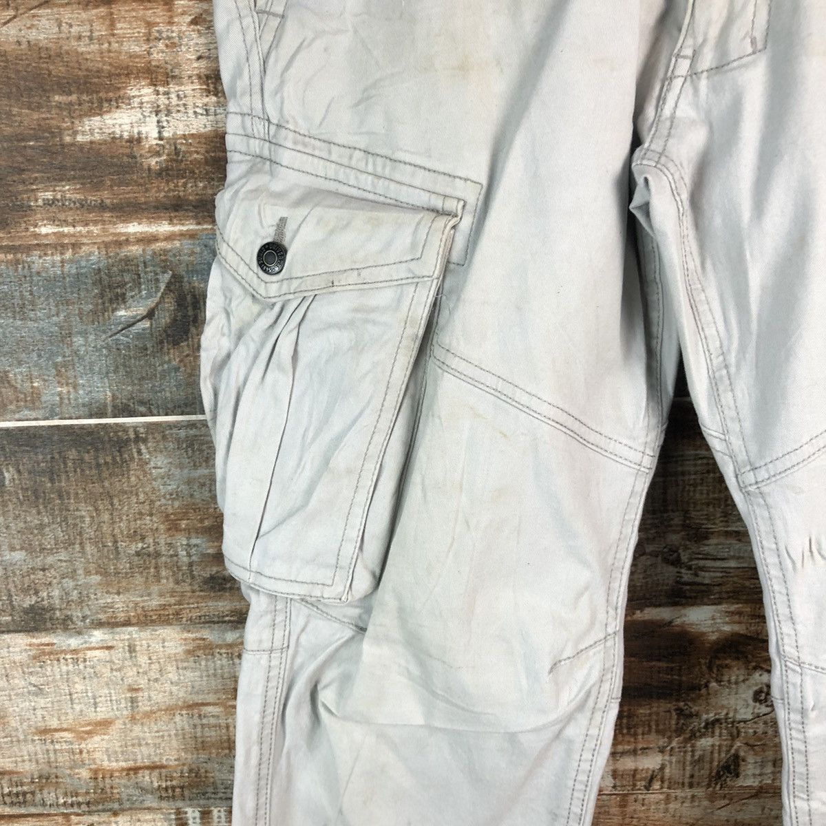 Japanese Brand Geride White Cargo utility Multipocket Pants #A1922 Size US 31 - 9 Thumbnail