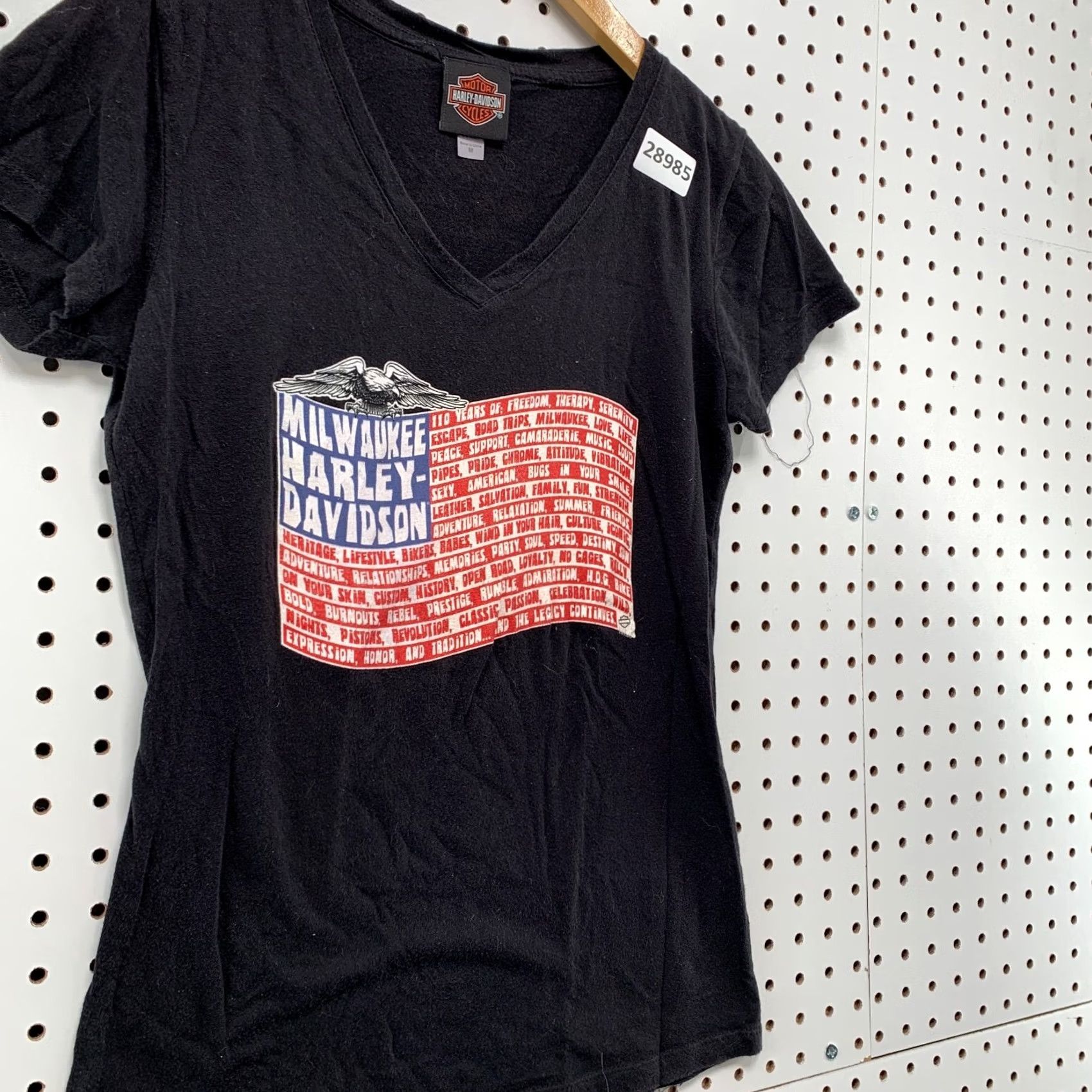 Harley Davidson Harley-Davidson Motorcycle Womens M Top Black USA Flag V-Neck T-Shirt Size M / US 6-8 / IT 42-44 - 5 Thumbnail