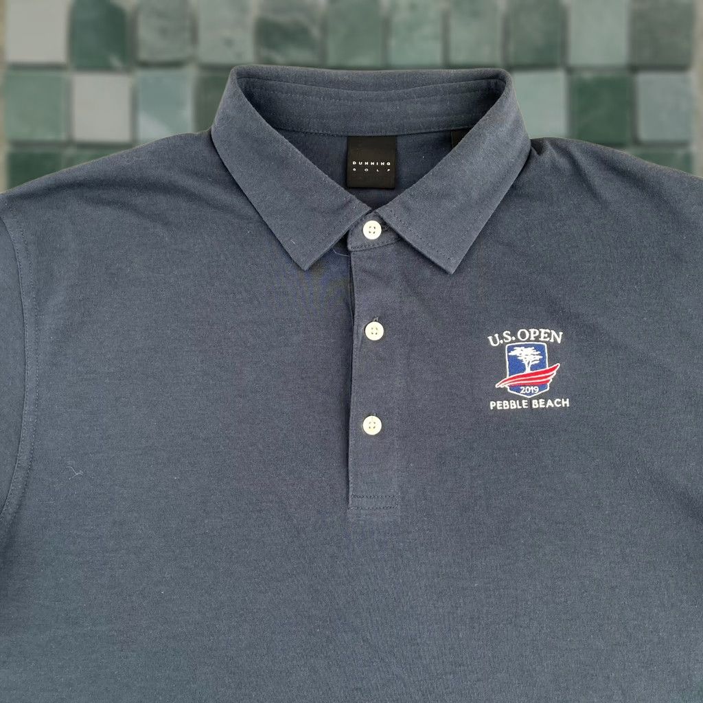 Vintage Dunning Polo Shirt Blue Men L Golf 2019 US Open Pebble Beach Navy Blue Polo Size US L / EU 52-54 / 3 - 1 Thumbnail