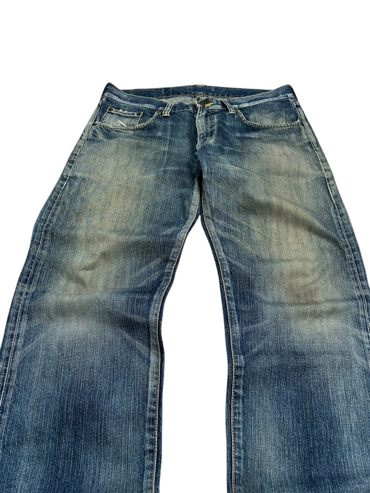 Edwin × Japanese Brand Edwin 503 Blue Trip Mud Washed Baggy Distressed Denim Size US 35 - 5 Thumbnail