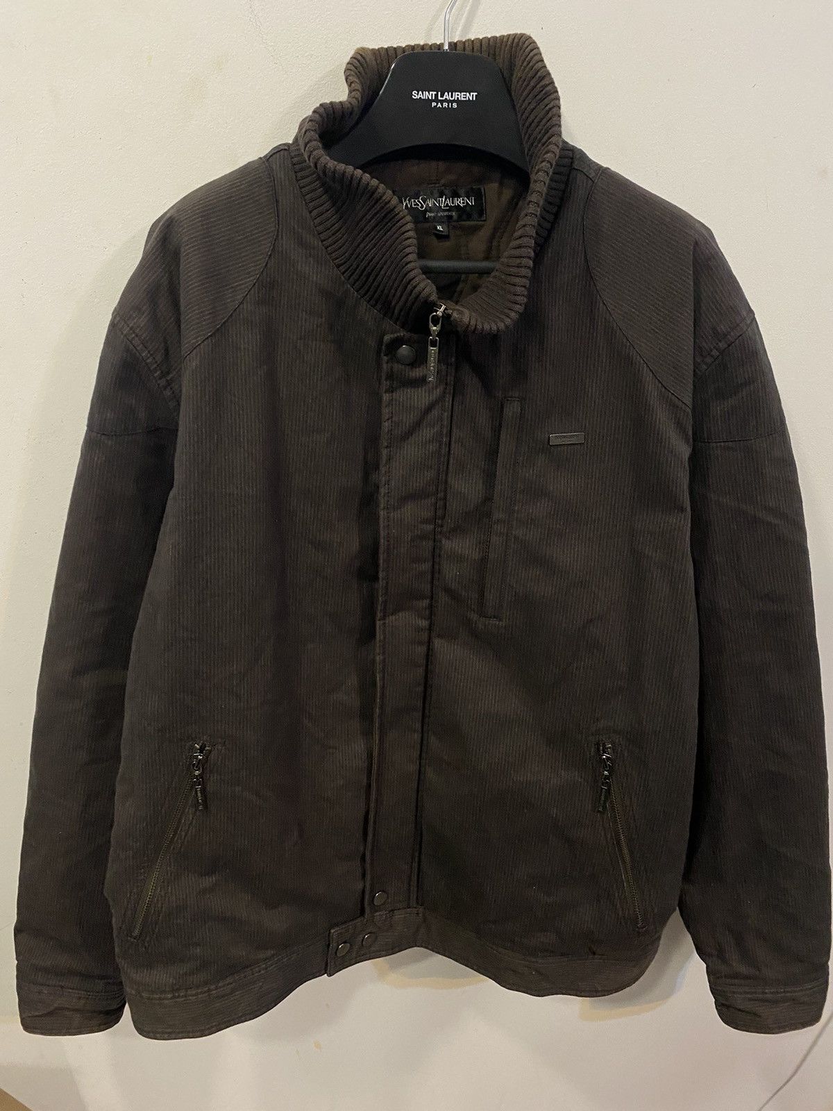 image of Vintage x YVES Saint Laurent Warm YSL Jacket Brown Winter/autumn/spring YSL Bomber, Men's (Size XL)