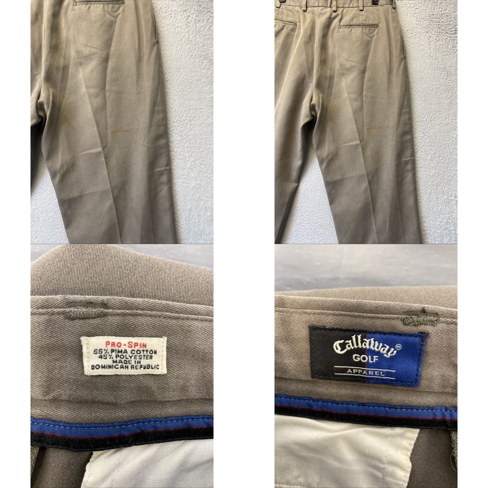 Callaway VINTAGE Callaway Golf Pants Mens 40x32 Taupe Pleated Chino Straight Size US 40 / EU 56 - 8 Thumbnail