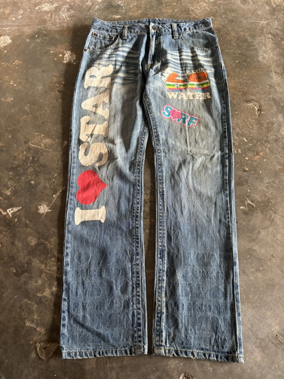 Hysteric Glamour CLONE DEVGRU Y2K I ❤️STAR PUNK JAPANESE ART PAINT Size US 34 / EU 50 - 1 Thumbnail