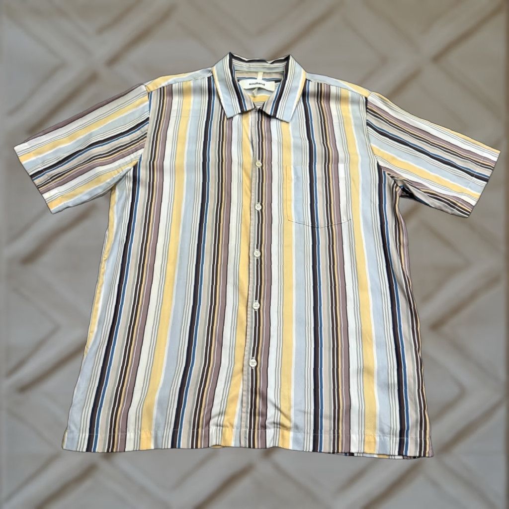 Soulland Soulland Orson Striped Button Down Shirt Mens Medium Multicolor Short Sleeve Size US M / EU 48-50 / 2 - 1 Thumbnail