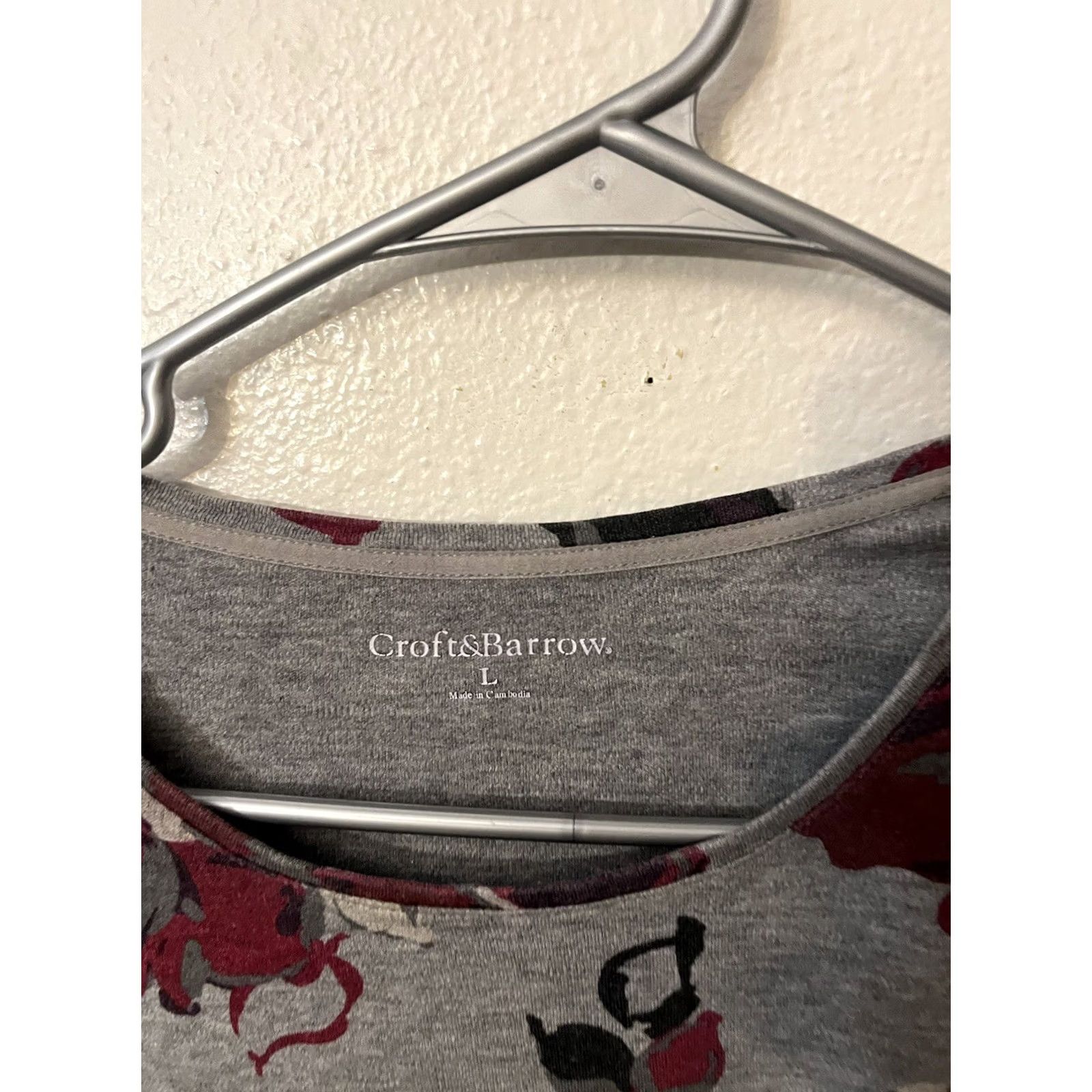 Croft & Barrow Croft & Barrow Womens Top Large Floral Long Sleeve Multi Cotton Fabric Casual Travel Size L / US 10 / IT 46 - 3 Thumbnail
