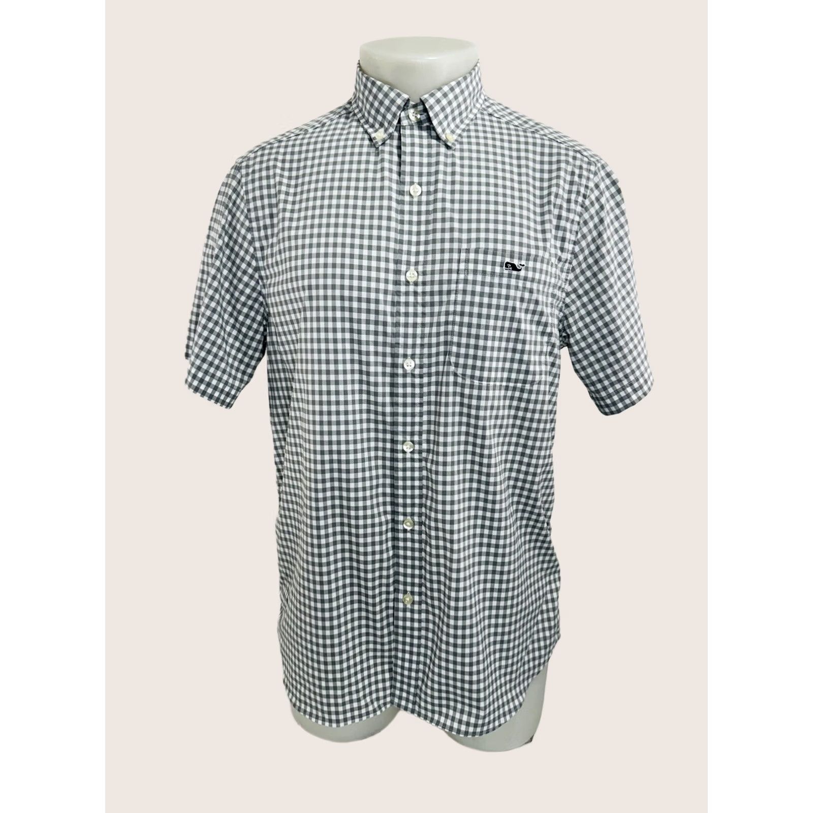 Vineyard Vines VINEYARD VINES NEW w TAG ON THE GO Plaid Check Gingham M Shirt Men Short Sleeve Gray / White Button-Up Size M Size US M / EU 48-50 / 2 - 1 Thumbnail