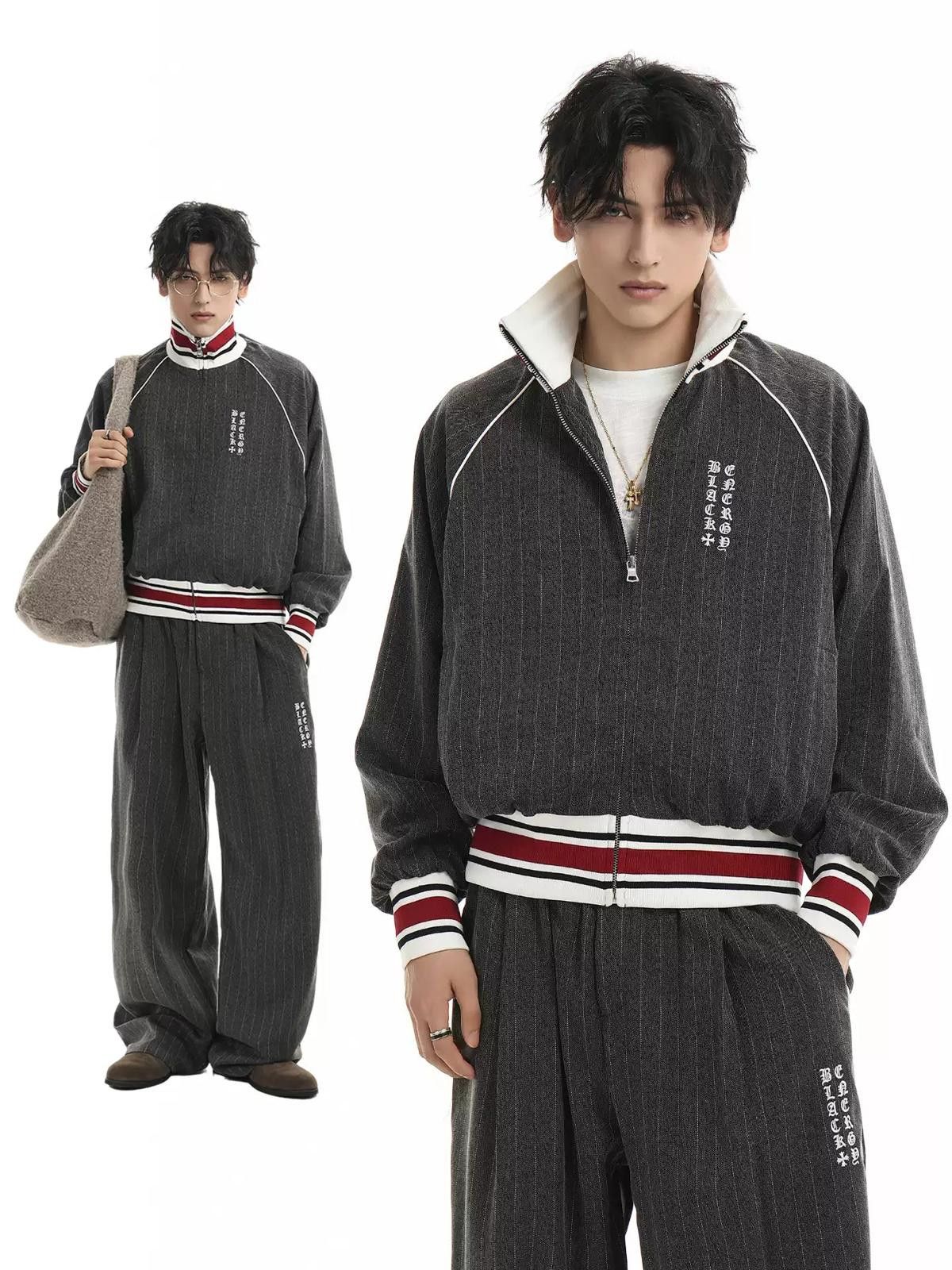 Other Stripe Lazy Co-Ord Set | Jacket and Wide-Leg Pants Size US 32 / EU 48 - 2 Thumbnail