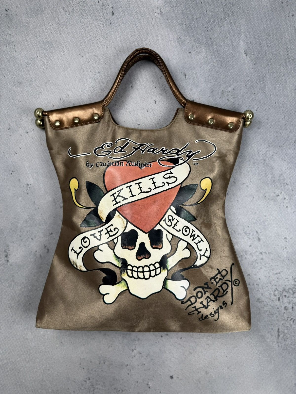 Ed Hardy Ed Hardy By Christian Audigier Skull Heart Tattoo Tote Bag Size ONE SIZE - 3 Thumbnail