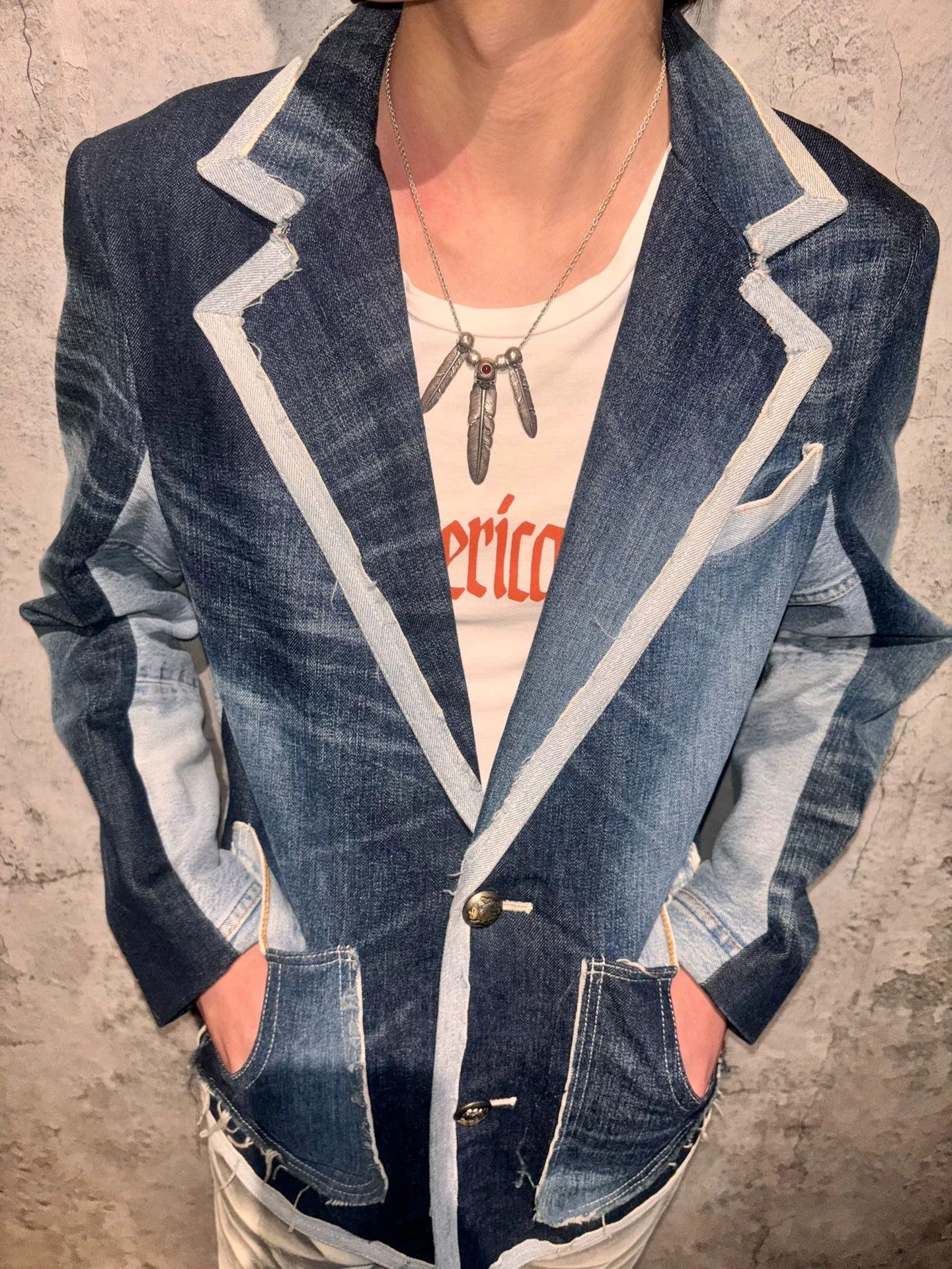 Japanese Brand denim blazer with modern design features Size US M / EU 48-50 / 2 - 1 Thumbnail