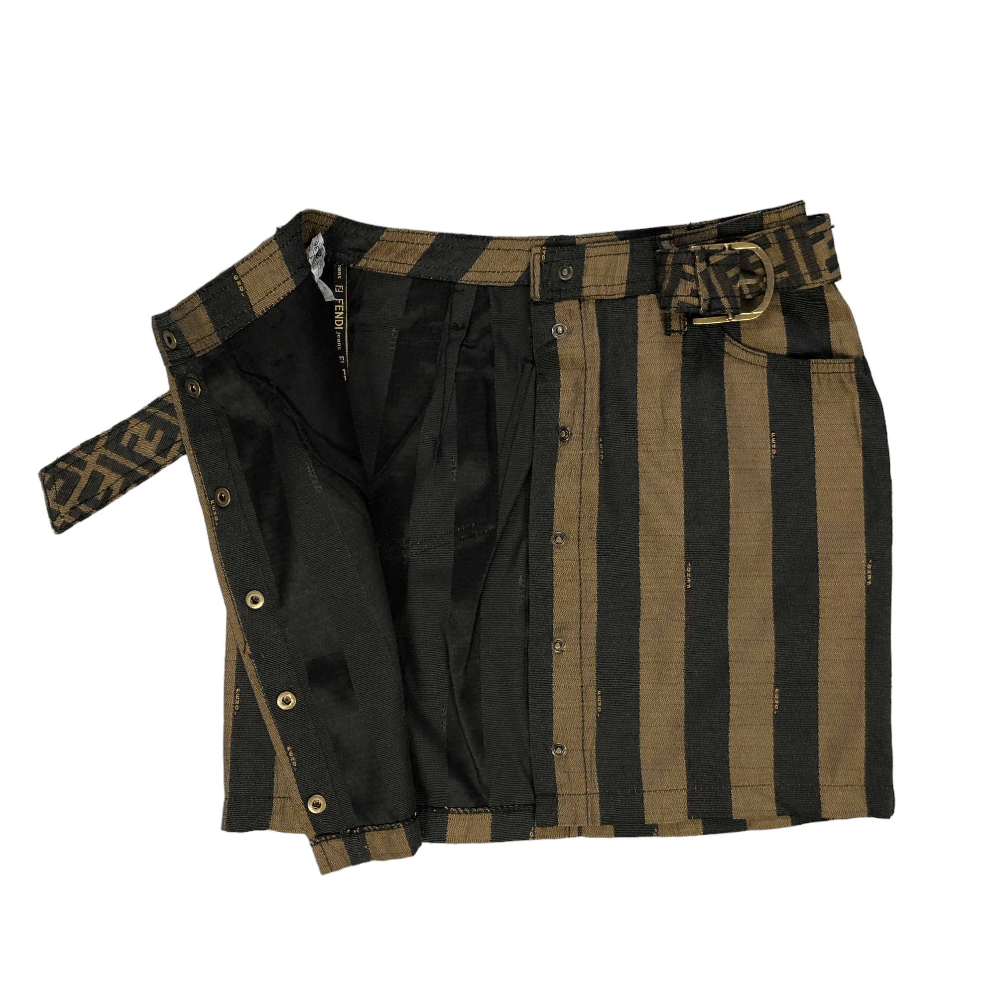 Fendi FENDI JEANS BELTED MONOGRAM STRIPES MINI SKIRTS #6248-220 Size 24" / US 00 / IT 34 - 8 Thumbnail