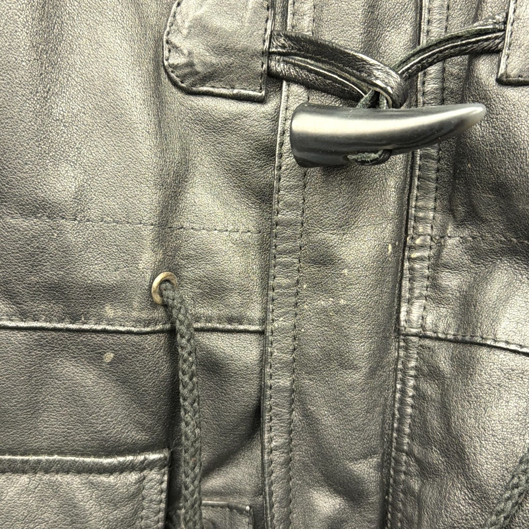 Vintage Wilsons Leather Coat Mens Small Black Parka Full Zip Toggle Pockets Lined Warm Size US S / EU 44-46 / 1 - 3 Thumbnail