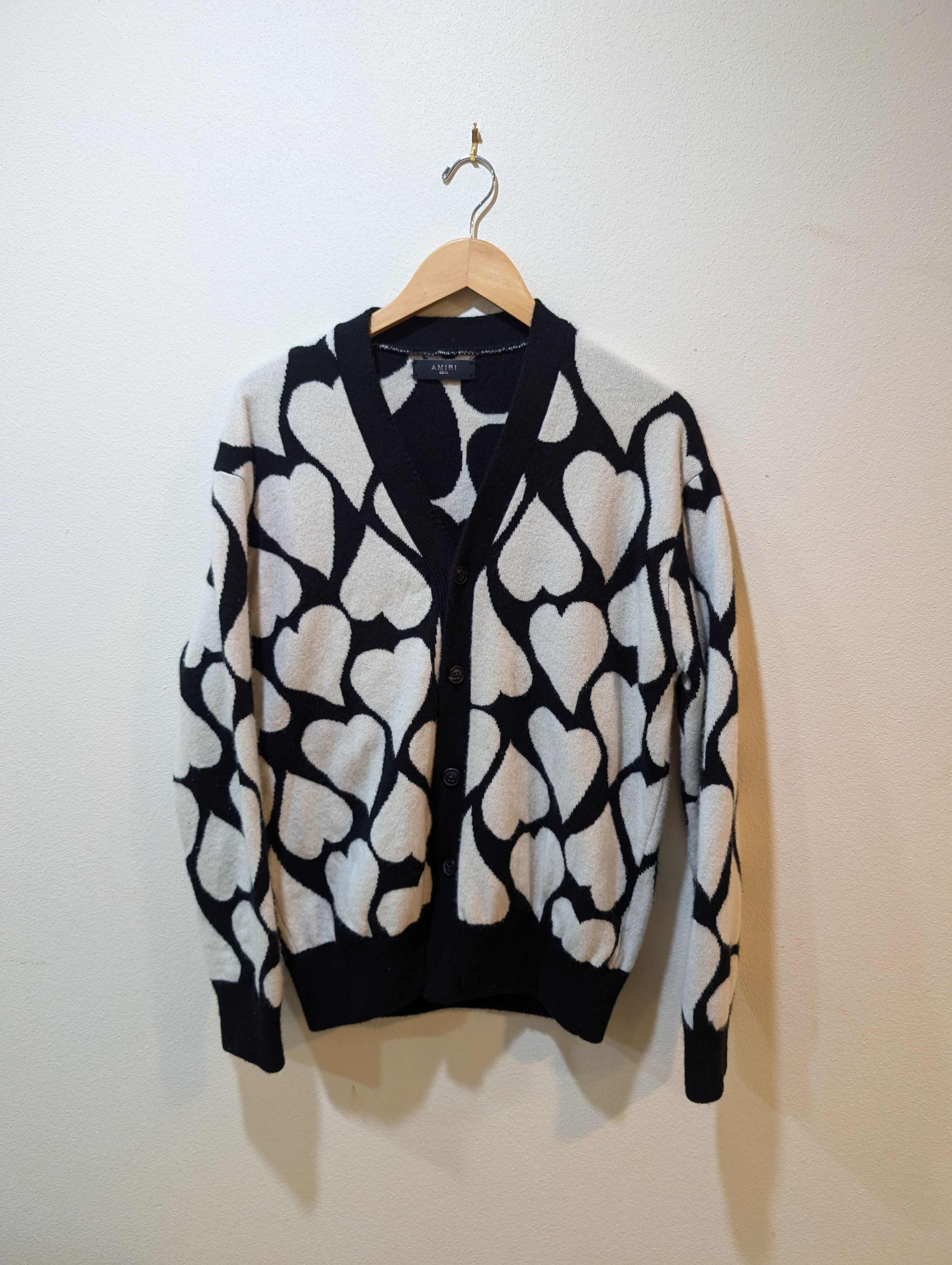 Amiri Hearts Jacquard Cashmere Cardigan Size US M / EU 48-50 / 2 - 1 Thumbnail