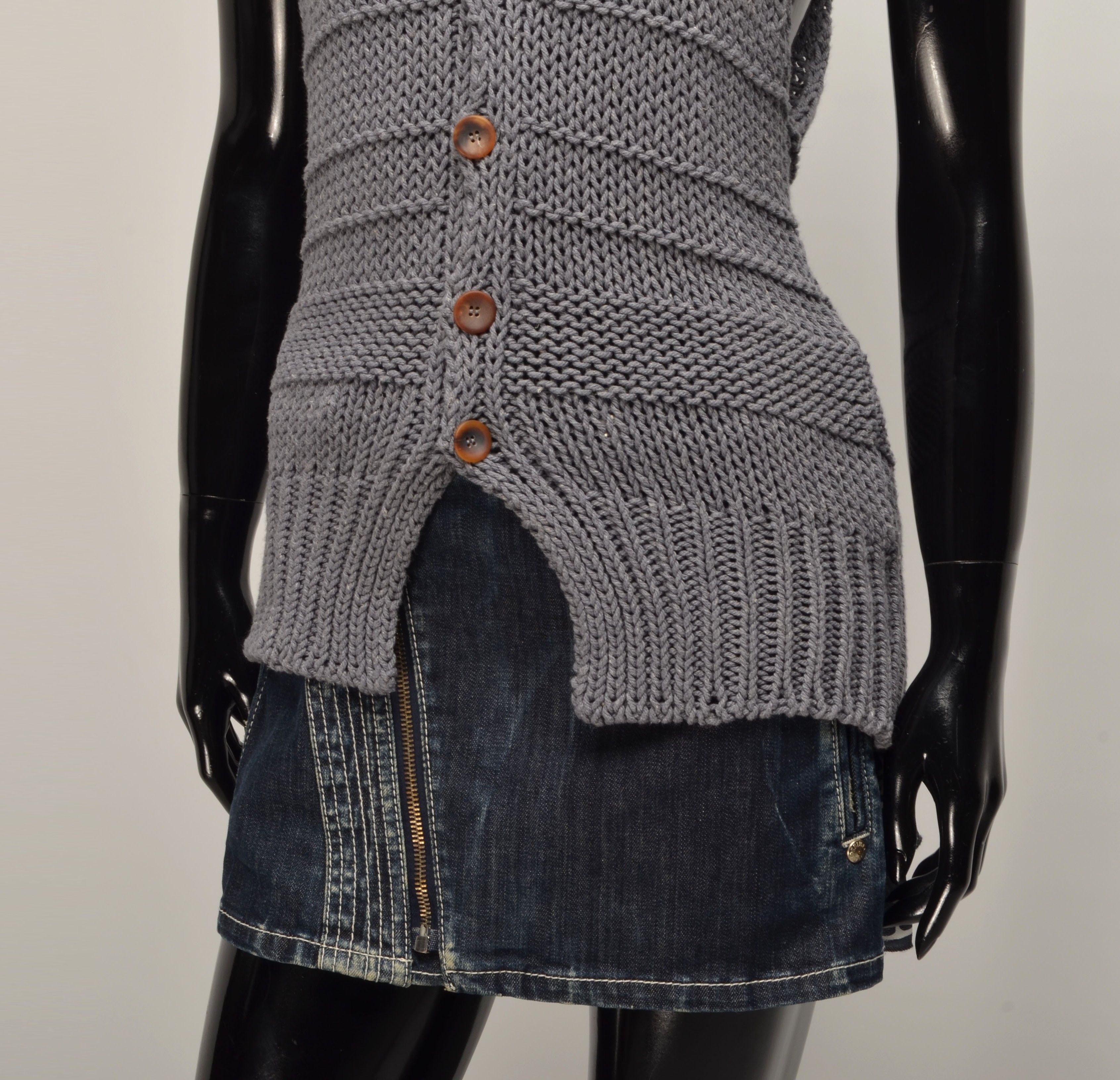Diesel Black Gold Diesel Black Gold Chunky Knit Gray Y2K Cotton Vest Size L / US 10 / IT 46 - 3 Thumbnail