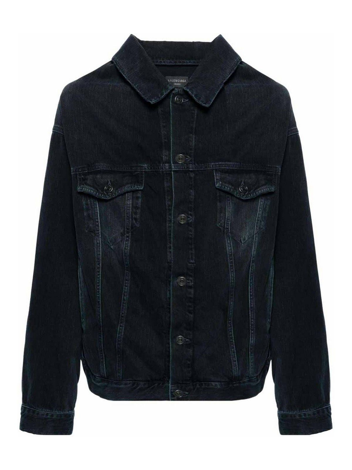 Balenciaga o1w1db10426 Off Shoulder Jacket in Dark Navy Size US M / EU 48-50 / 2 - 1 Thumbnail