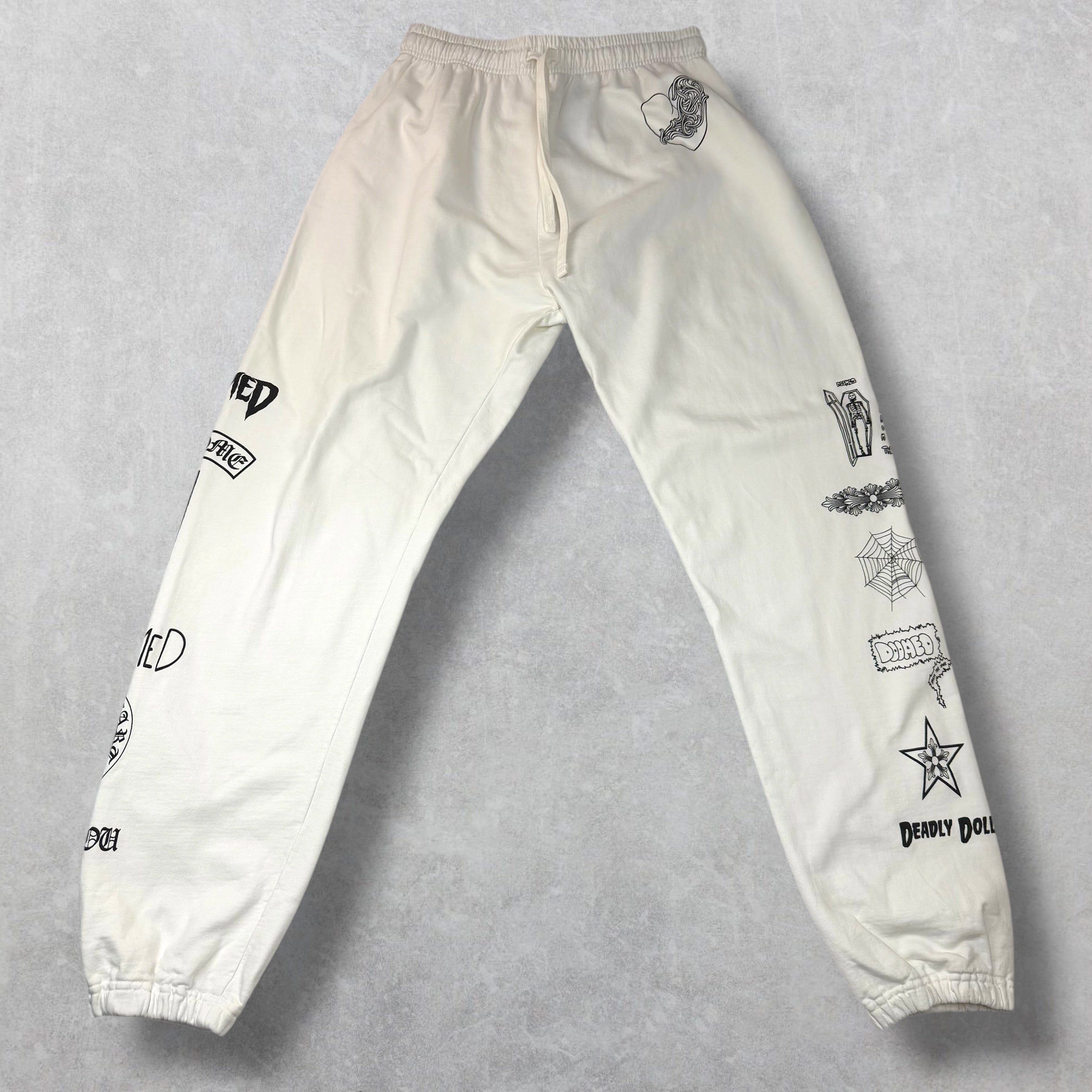 Chrome Hearts Chrome Hearts Deadly Doll Multi Logo Sweats White XL Size US 40 / EU 56 - 2 Thumbnail