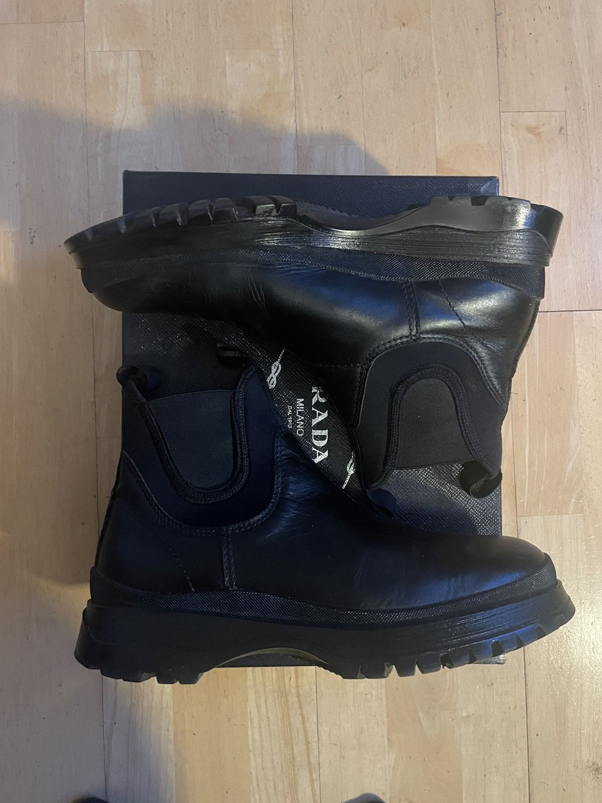 Pre-owned Prada Brixen Boots Black Us11