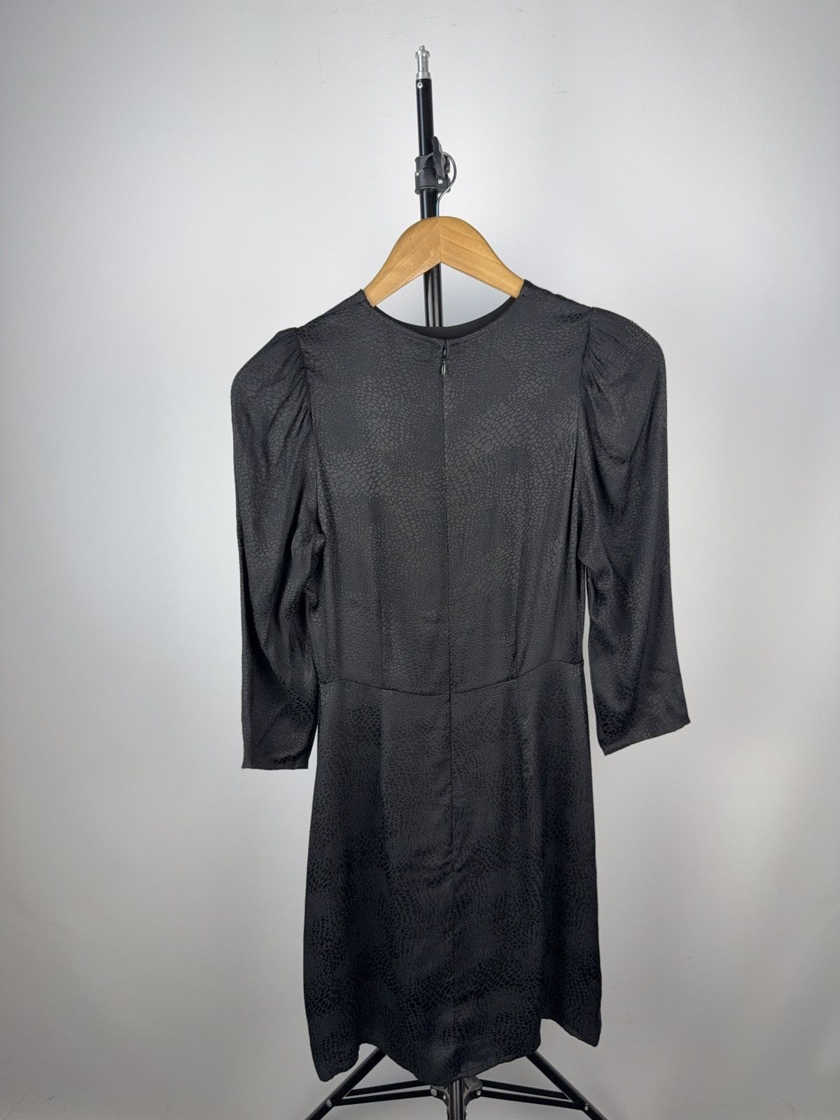 The Kooples Designer The Kooples Black Puff Sleeve Mini Dress Viscose Size XS / US 0-2 / IT 36-38 - 6 Thumbnail