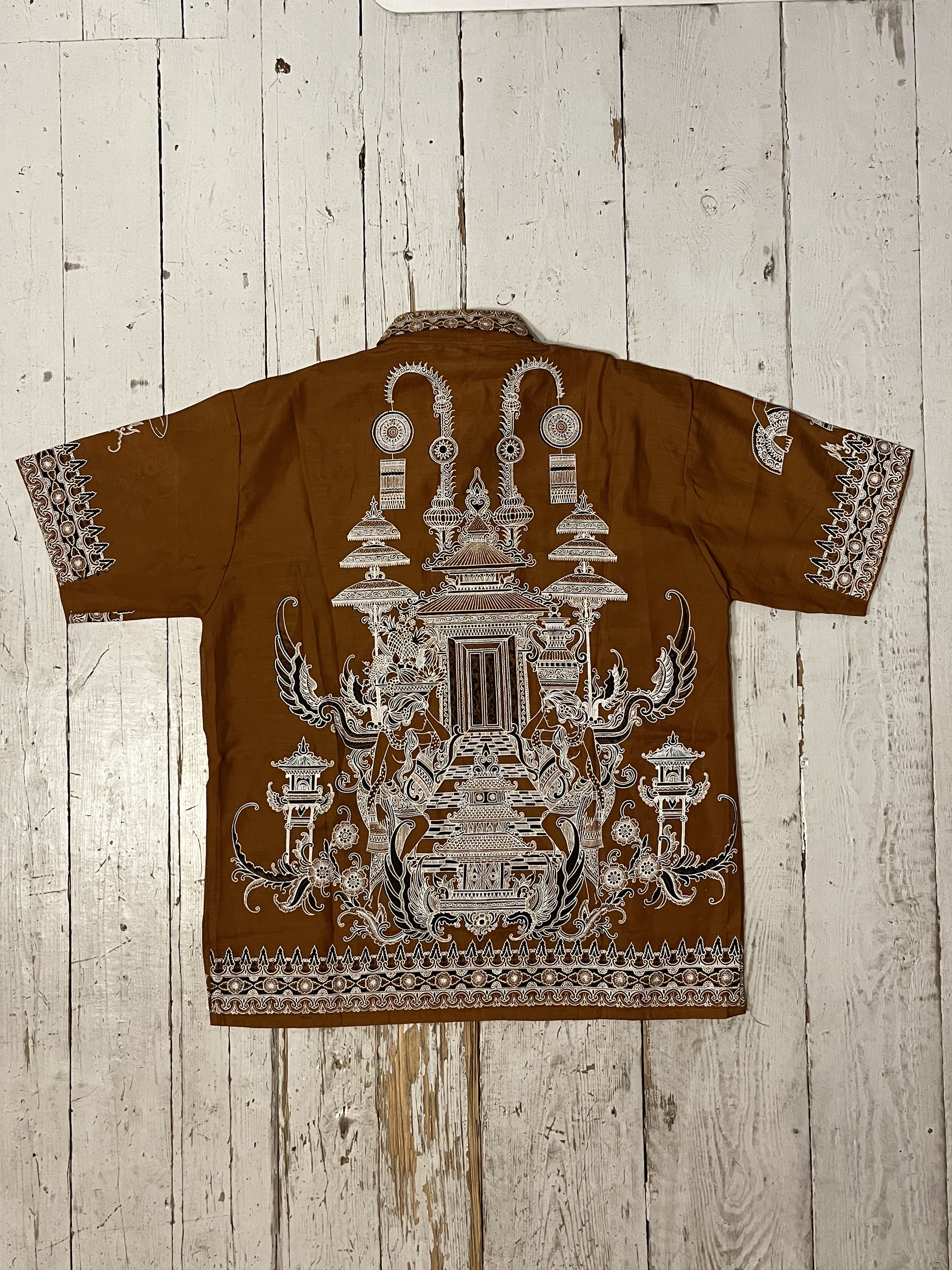 Japanese Brand × Vintage Vintage Linen Maya Fullprint Summer Shirts Size US XL / EU 56 / 4 - 3 Thumbnail