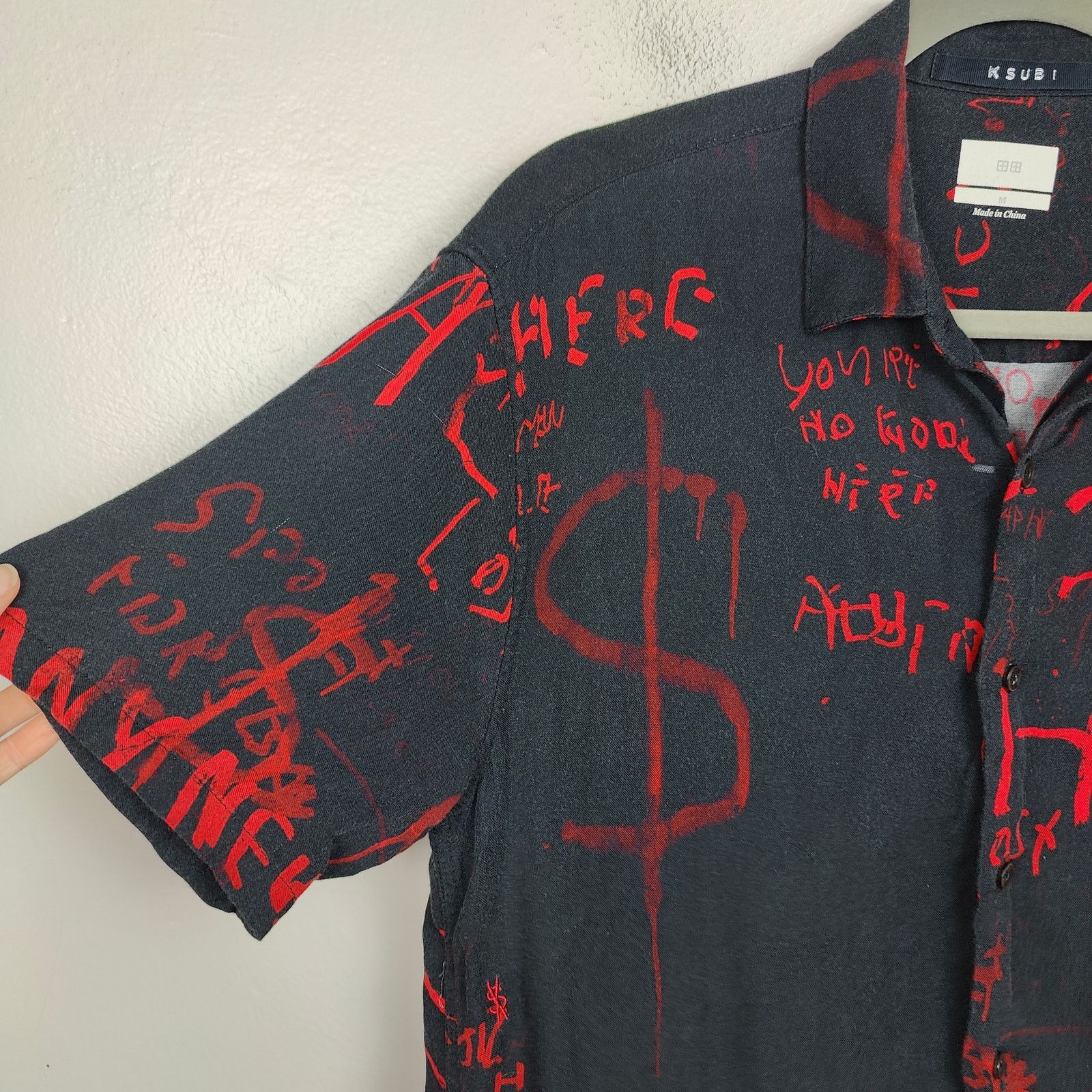 Ksubi Ksubi Printed Button Up Shirt Mens Medium Black Red Size US M / EU 48-50 / 2 - 2 Thumbnail