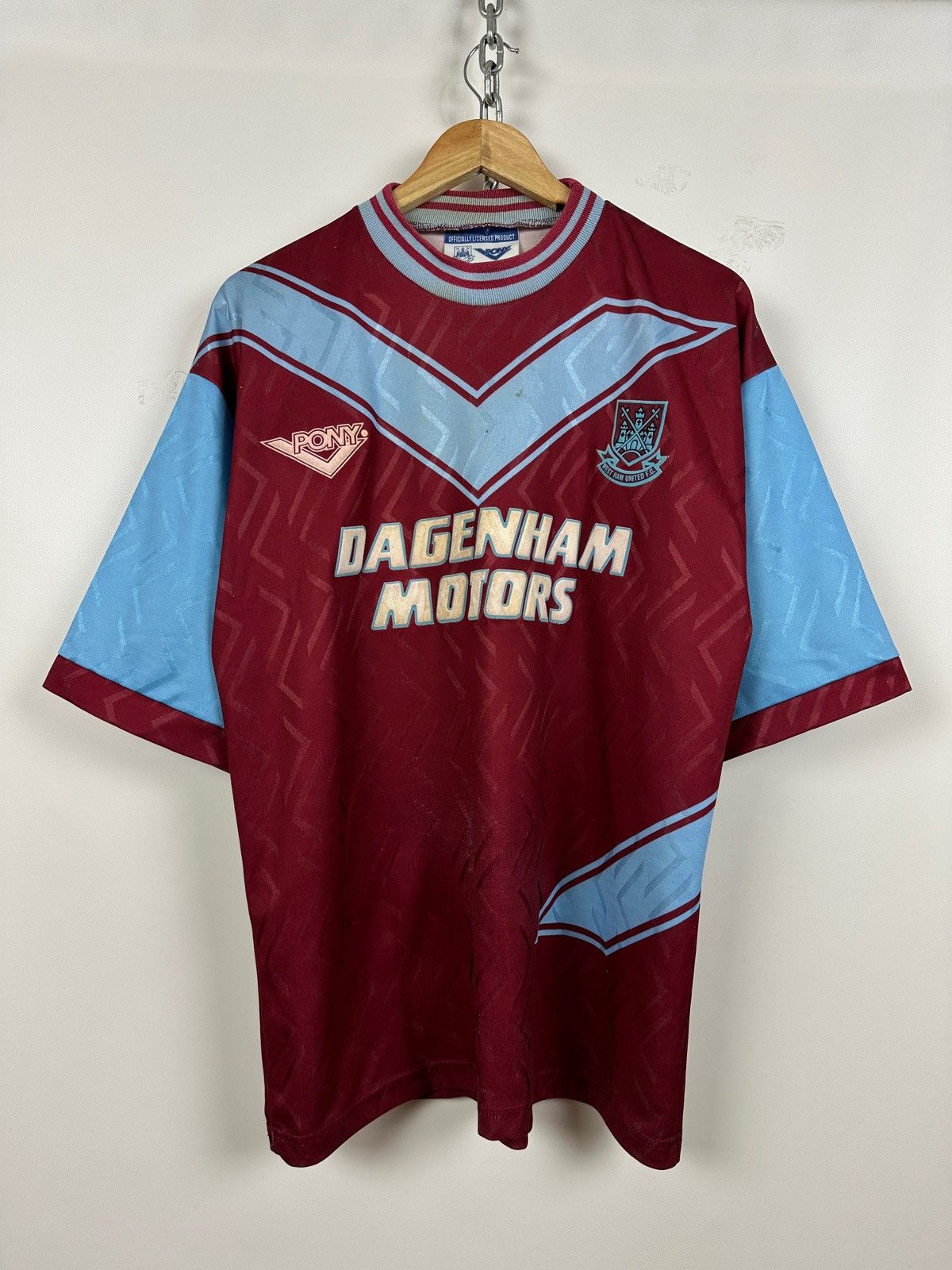 PONY 1993/1995 Vintage West Ham United Pony Home Soccer Jersey Size US M / EU 48-50 / 2 - 1 Thumbnail