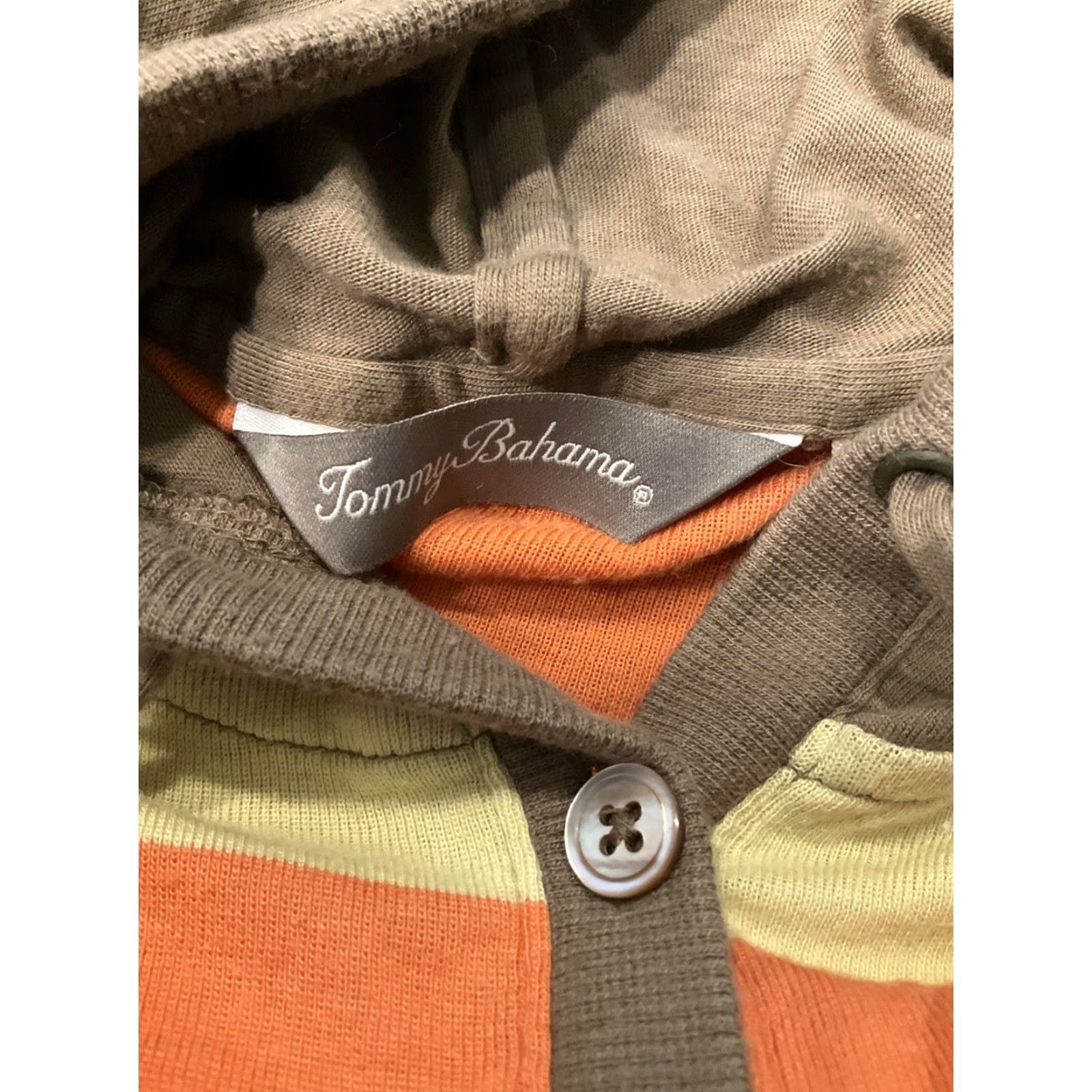 Tommy Bahama Tommy Bahama Striped Button Down Jacket Sweatshirt Full Zip Cowl Neck Pockets Drawstrings Women XS Multicolor Jersey 100% Cotton Activewear Size XS / US 0-2 / IT 36-38 - 4 Thumbnail