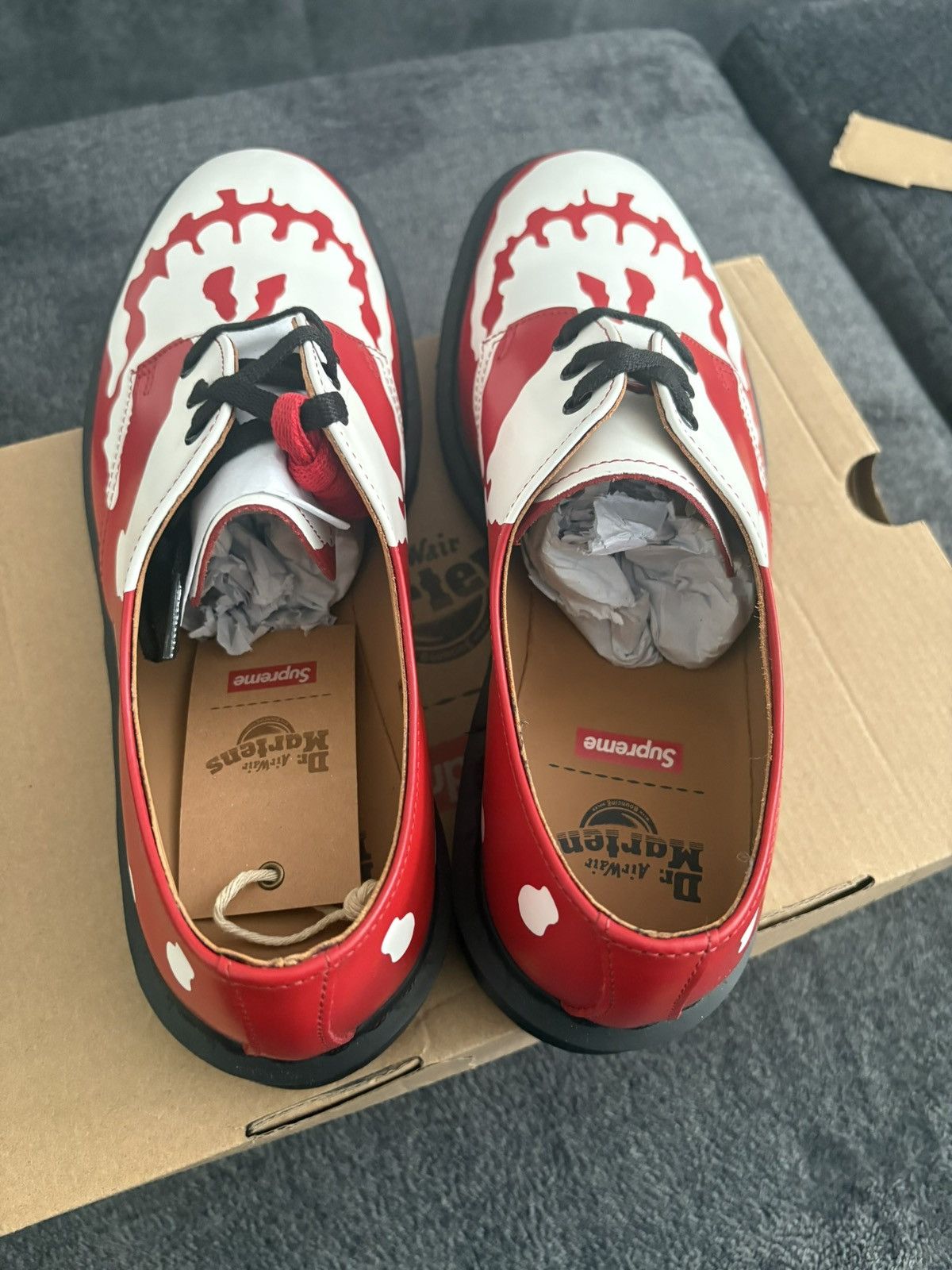Dr. Martens × Supreme Supreme x Dr. Martens 1461 3-Eye Shoe 'Skull - Red White' Size US 8 / EU 41 - 3 Thumbnail