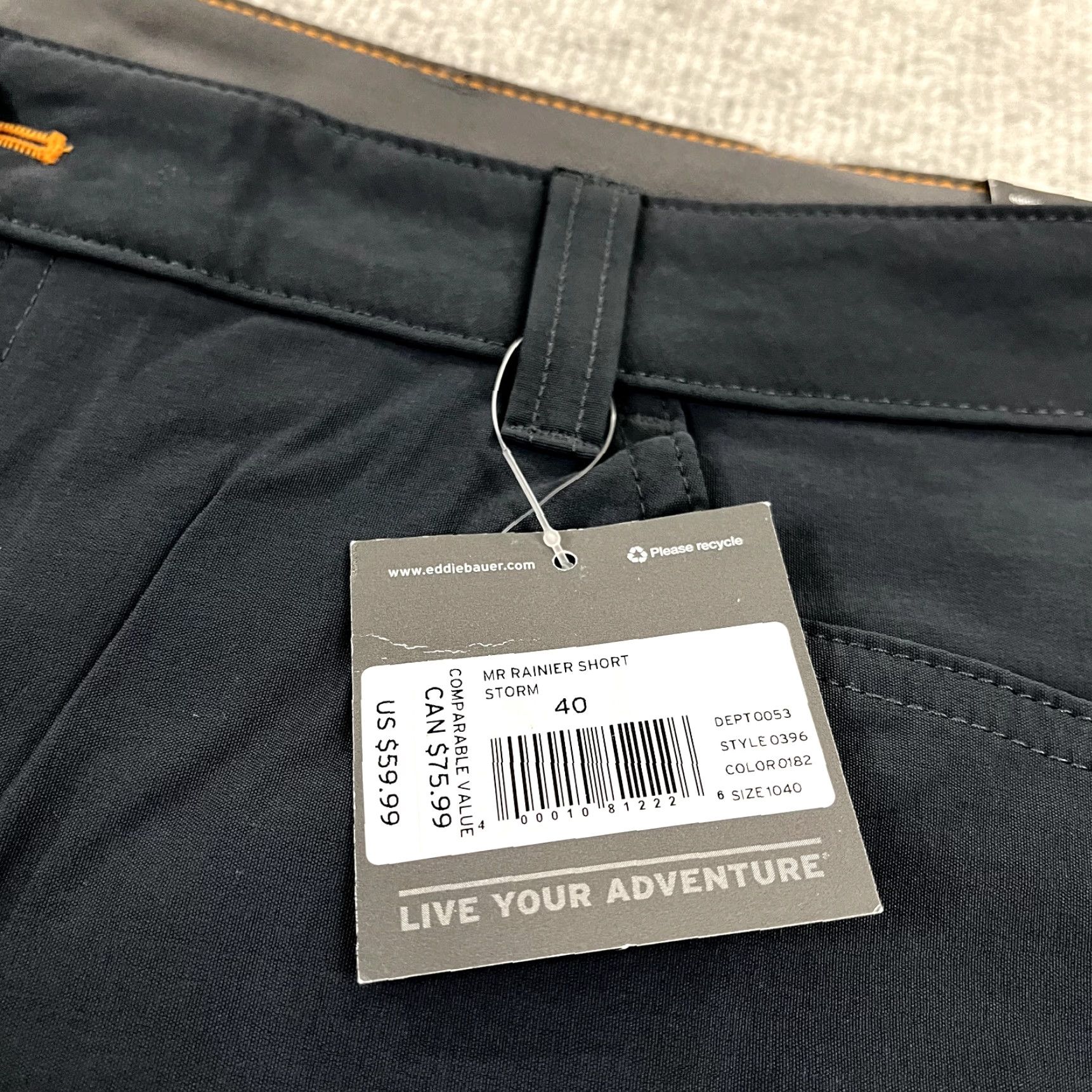 Eddie Bauer EDDIE BAUER Shorts Mens 40 x 11" Storm Gray MR Rainer Hiking Outdoor Nylon NEW PPE Size US 40 / EU 56 - 2 Thumbnail