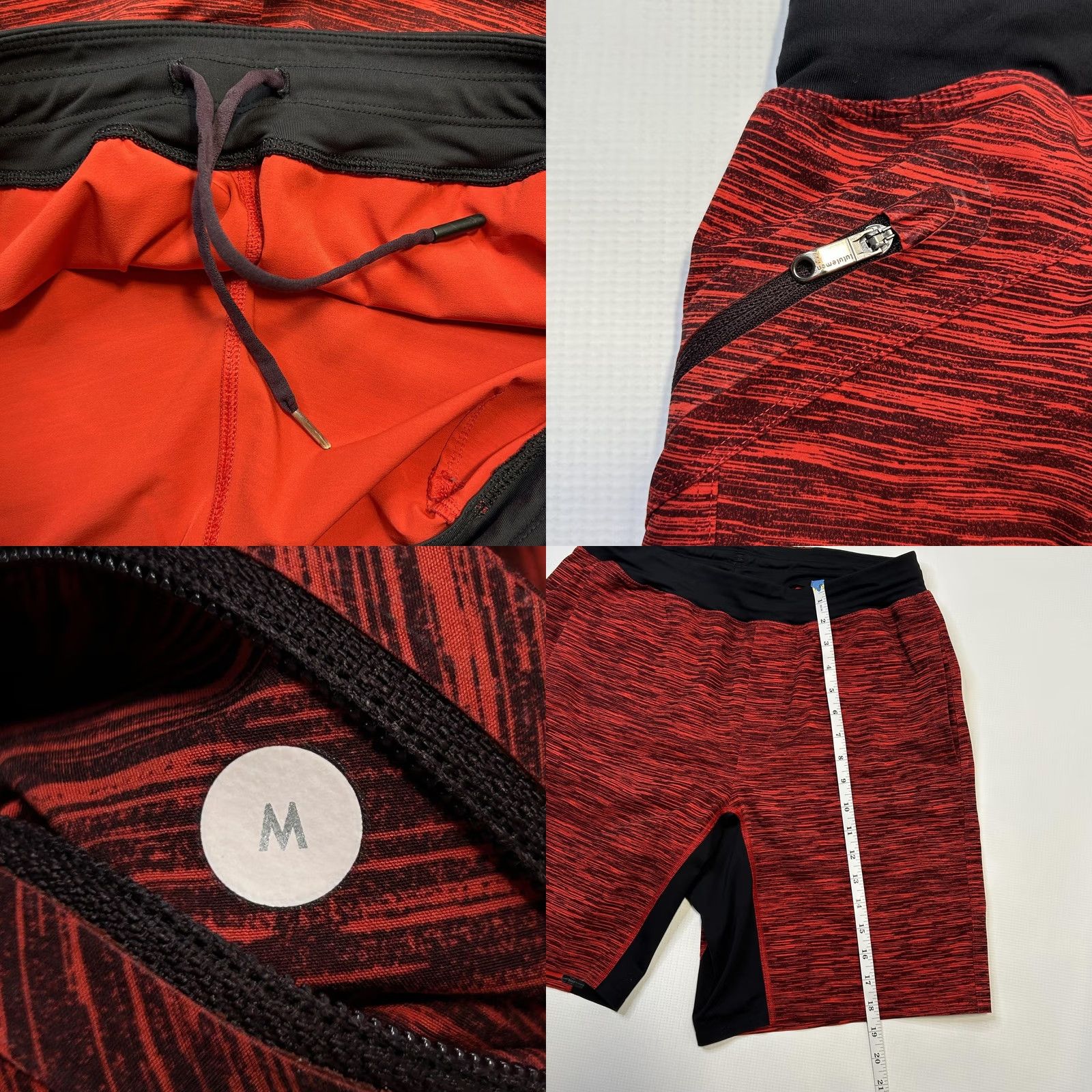 Lululemon Lululemon Shorts Mens M Red Black Surge Lined Drawstring Athletic Gym Size US 31 - 8 Thumbnail