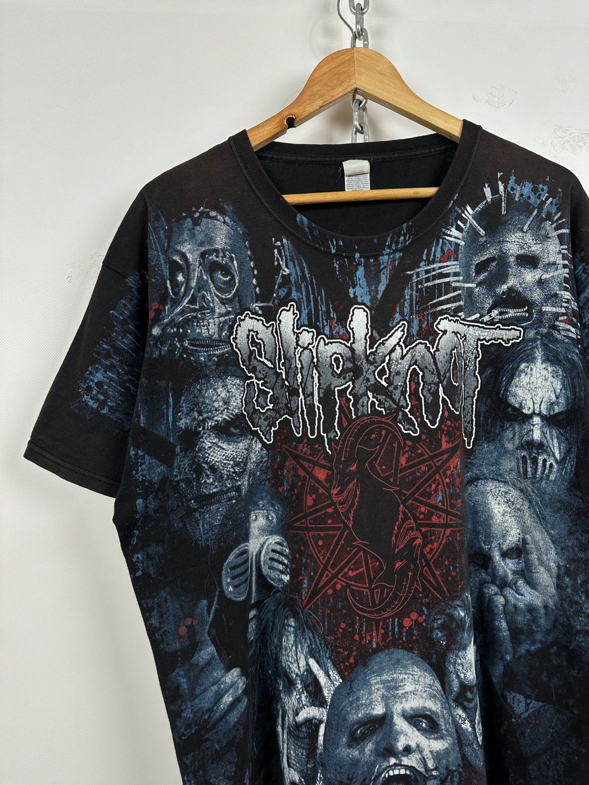 Band Tees Vintage Slipknot All Over Print Faded Black Band T-Shirt Size US XL / EU 56 / 4 - 4 Thumbnail