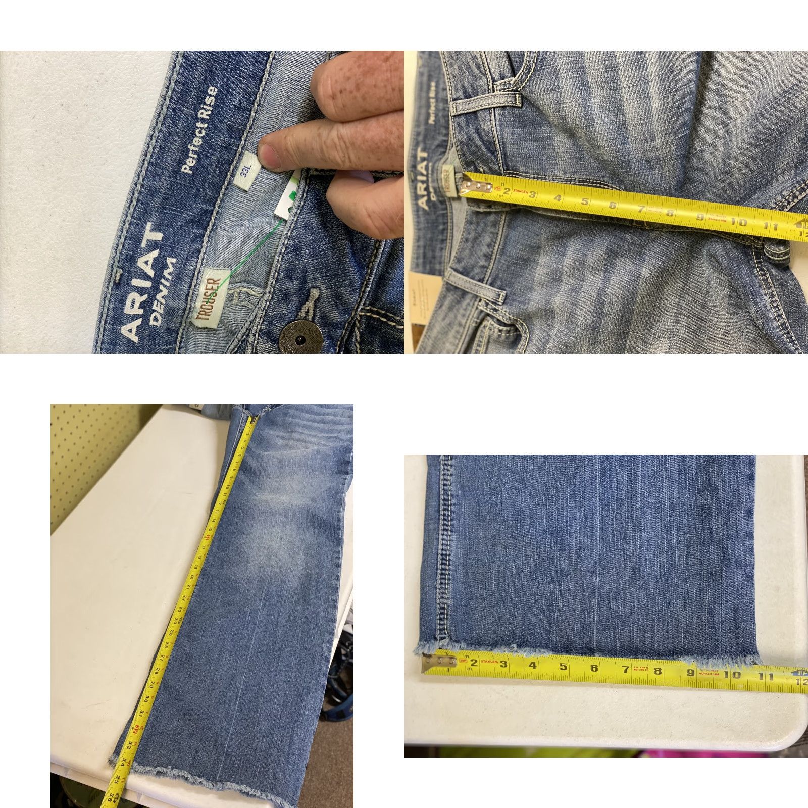 Ariat Ariat Jeans Mens 33” W 34” L Bombshell Perfect Rise Frayed Cuff Denim Straight Blue Denim 34” L Size US 33 - 8 Thumbnail
