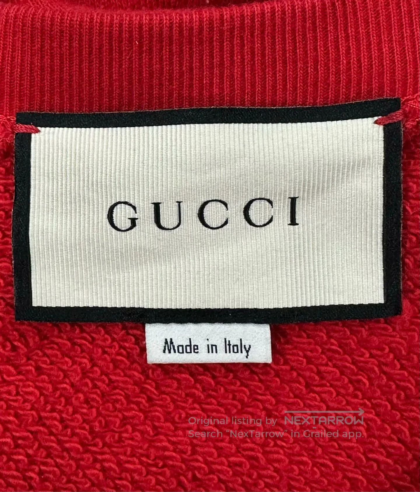 Gucci Guicci Red Letter Logo Distressed Long-Sleeve Hoodie| Size US S / EU 44-46 / 1 - 3 Thumbnail