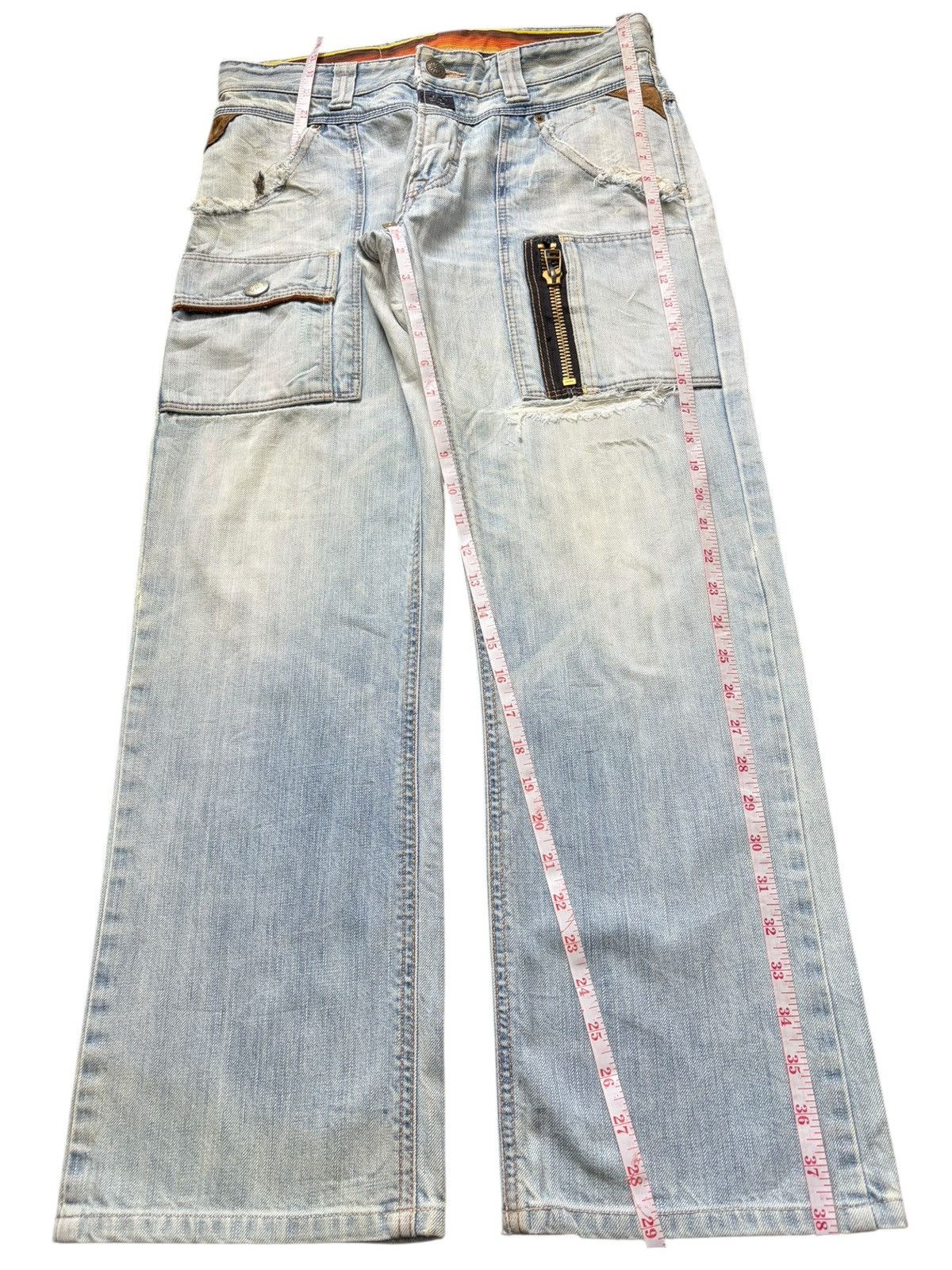 Edwin Vintage Edwin Blue Trip Faded Wash Cargo Distressed Jeans Size US 31 - 7 Thumbnail
