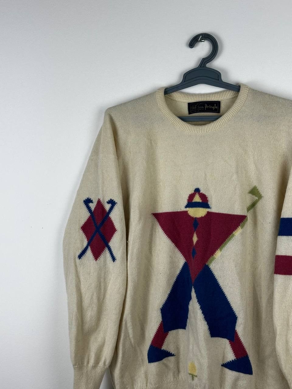 Pringle Of Scotland × Vintage Vintage Pringle Sports Pure Wool Abstract Geometric Sweater Size US L / EU 52-54 / 3 - 3 Thumbnail