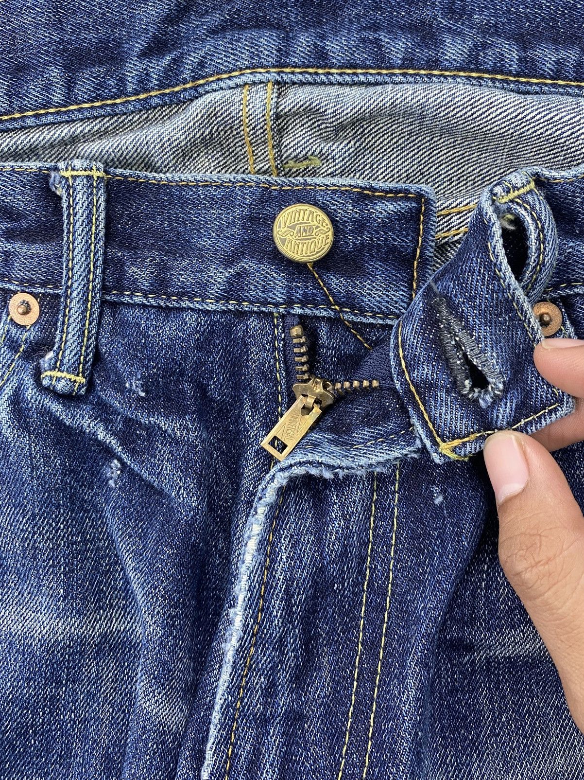 Japanese Brand Knackered Japan Distressed Selvedge Raw Denim Faded Jeans Size US 34 / EU 50 - 8 Thumbnail